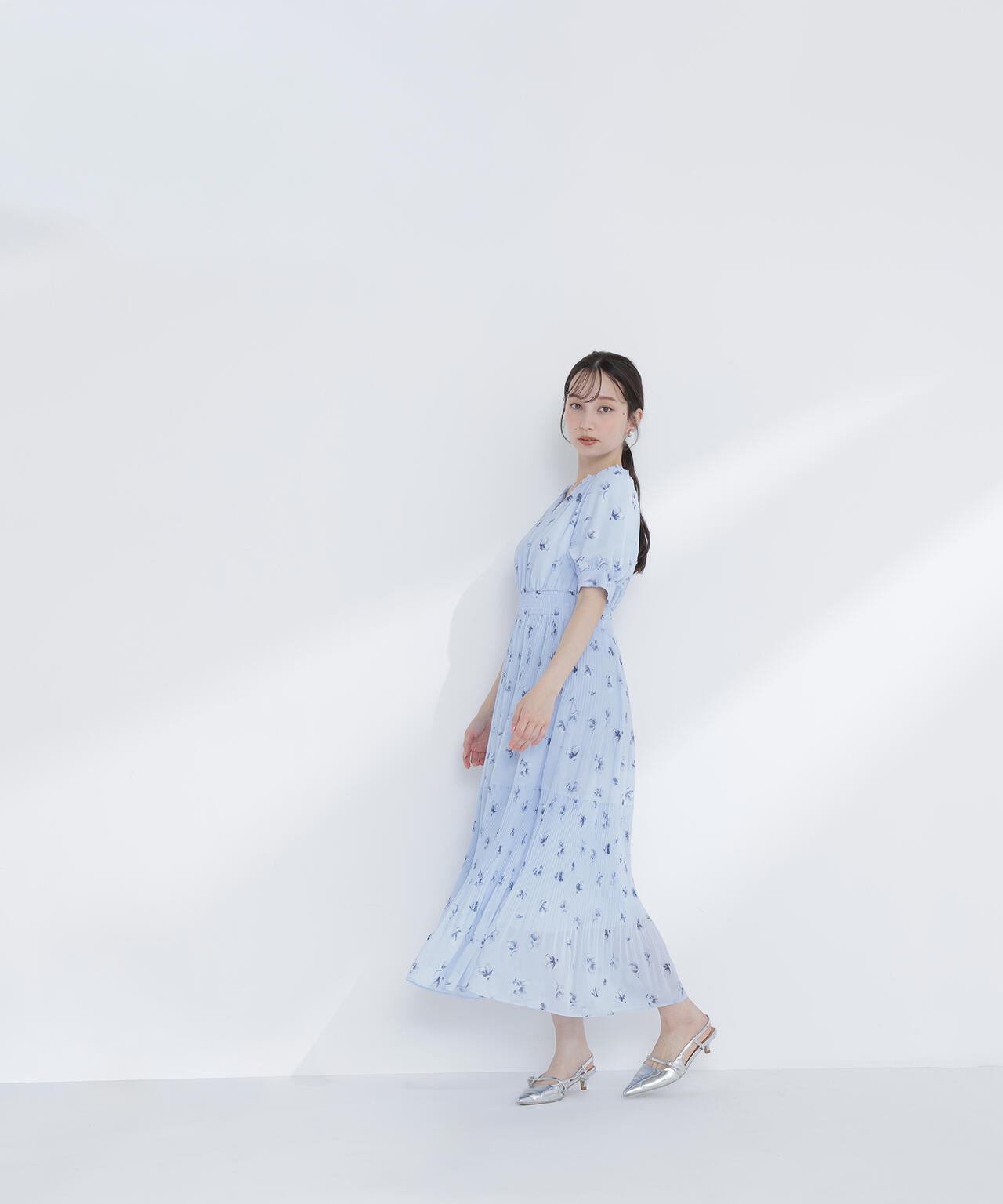 ぼかしフラワープリントワンピース