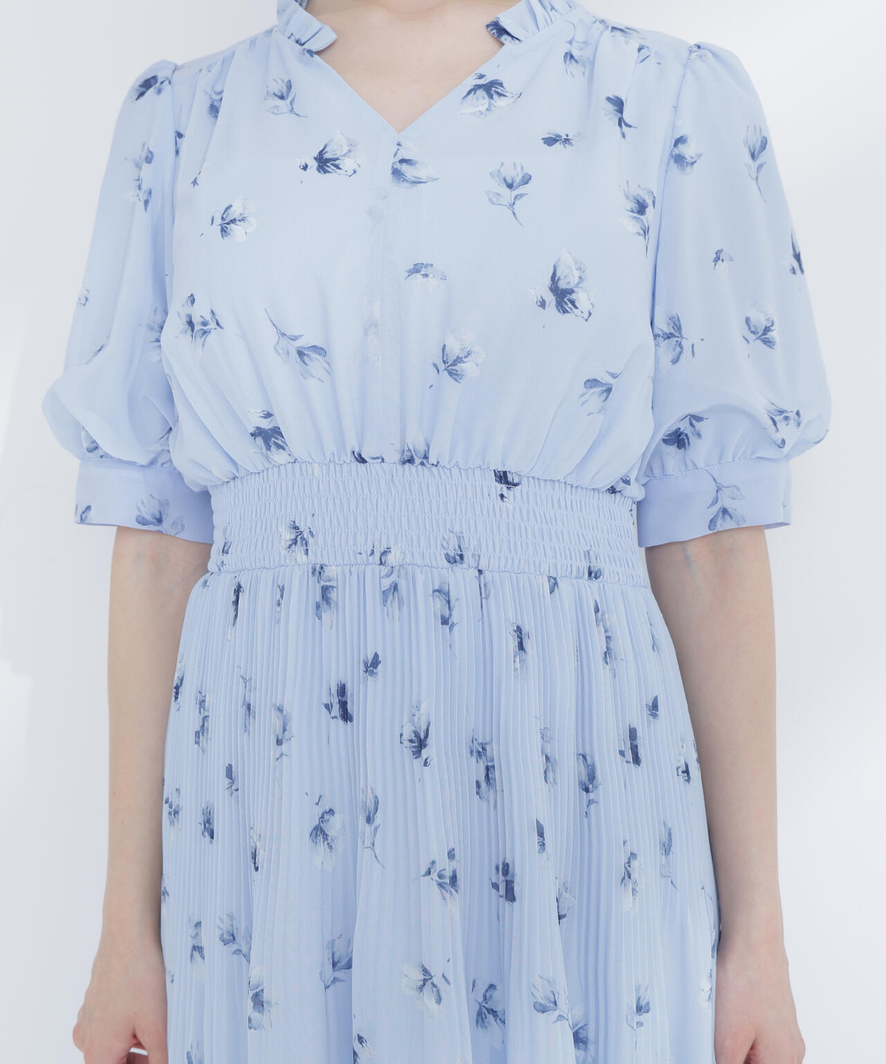 ぼかしフラワープリントワンピース