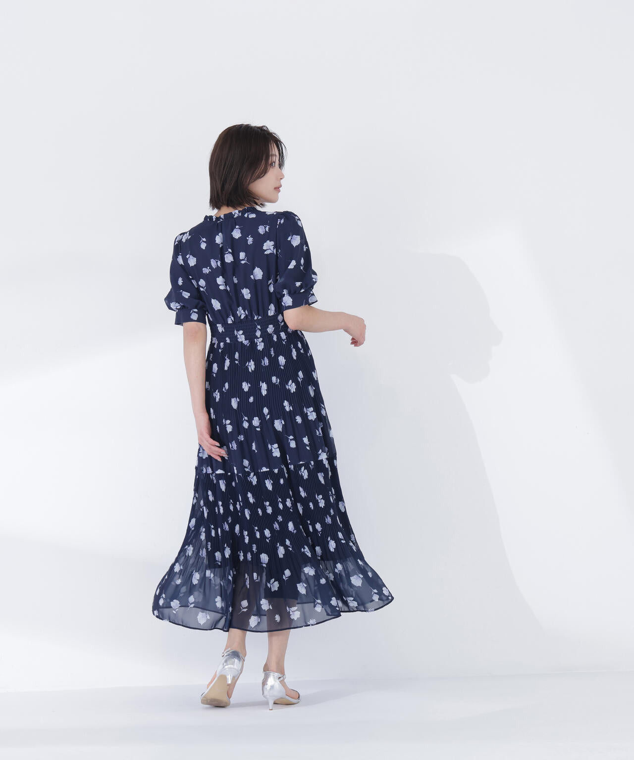 ぼかしフラワープリントワンピース