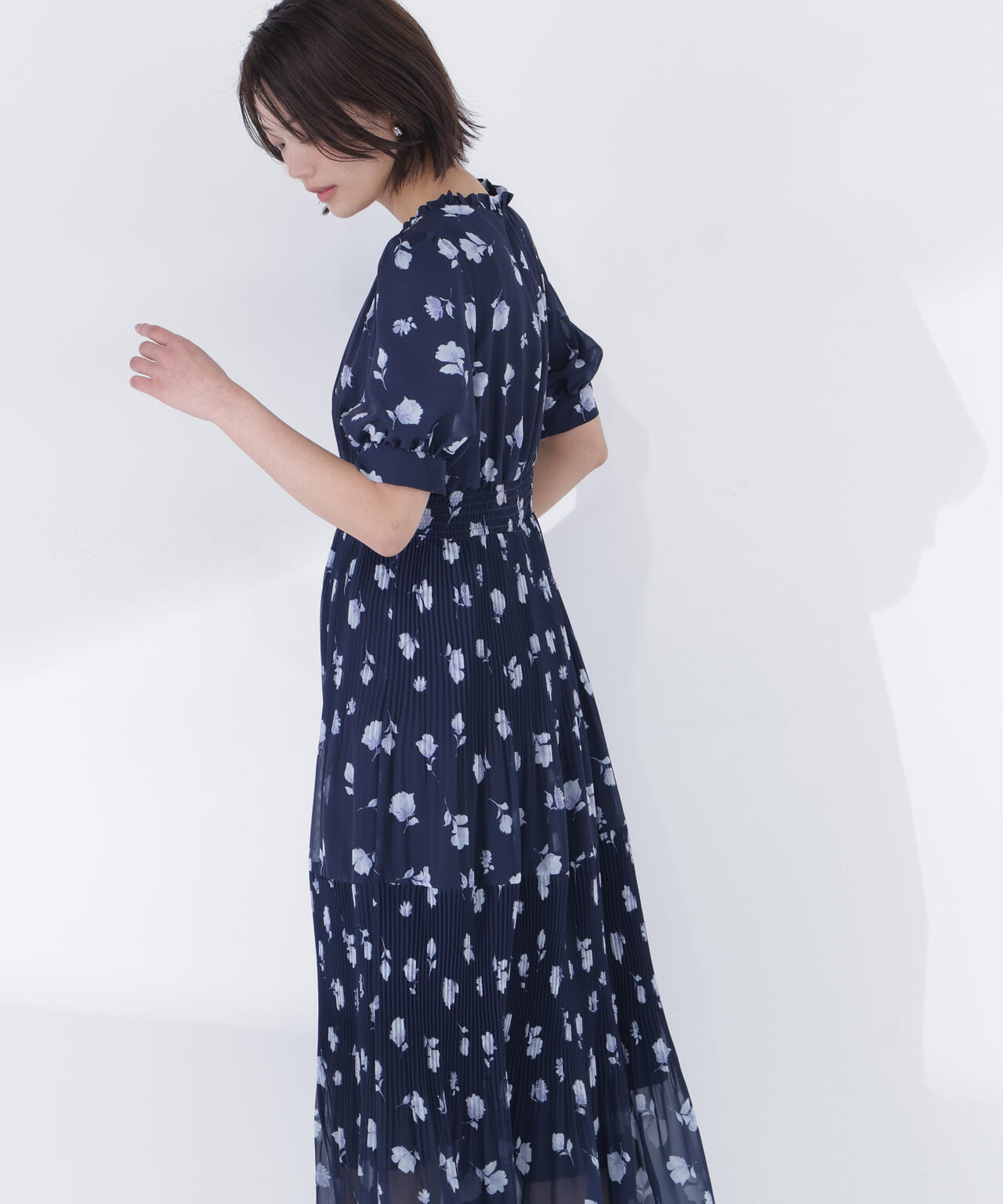 ぼかしフラワープリントワンピース