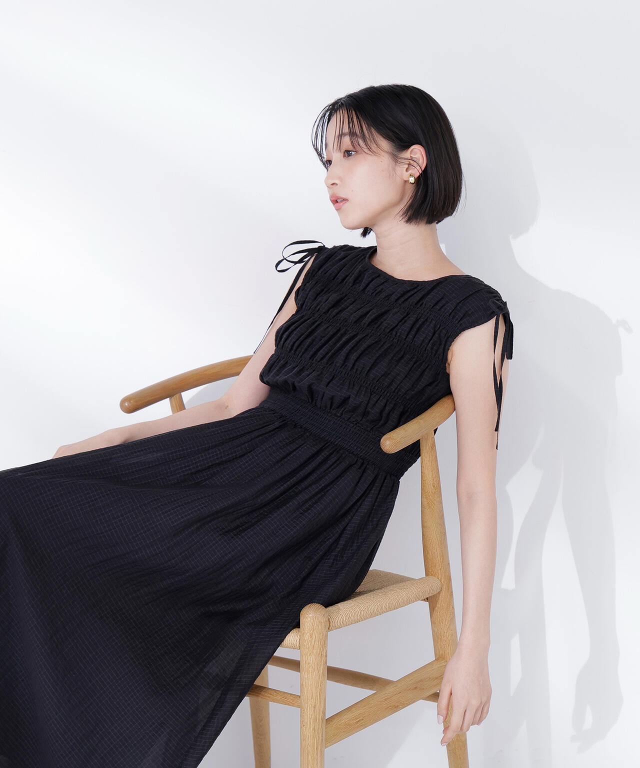 シアーチェックギャザーワンピース | NATURAL BEAUTY BASIC