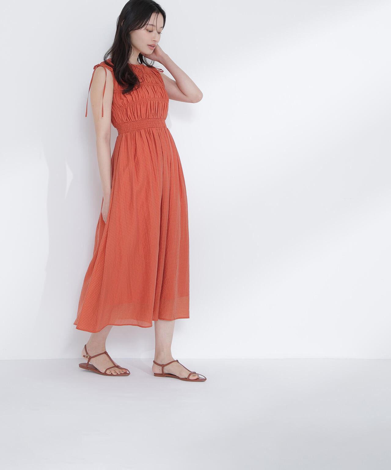 シアーチェックギャザーワンピース | NATURAL BEAUTY BASIC