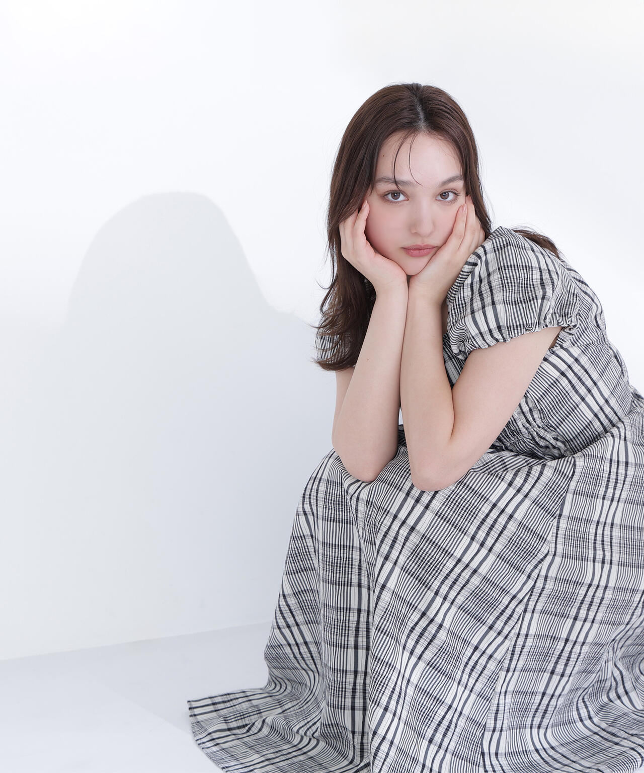 チェックパフスリーブワンピース | NATURAL BEAUTY BASIC（ナチュラル