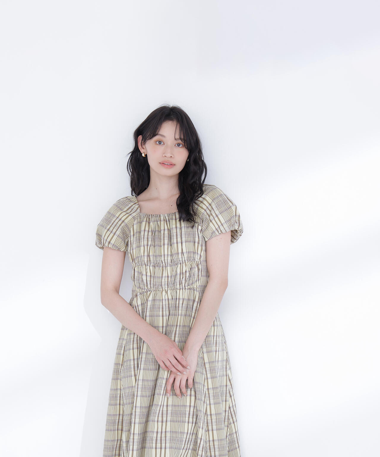 チェックパフスリーブワンピース | NATURAL BEAUTY BASIC（ナチュラル