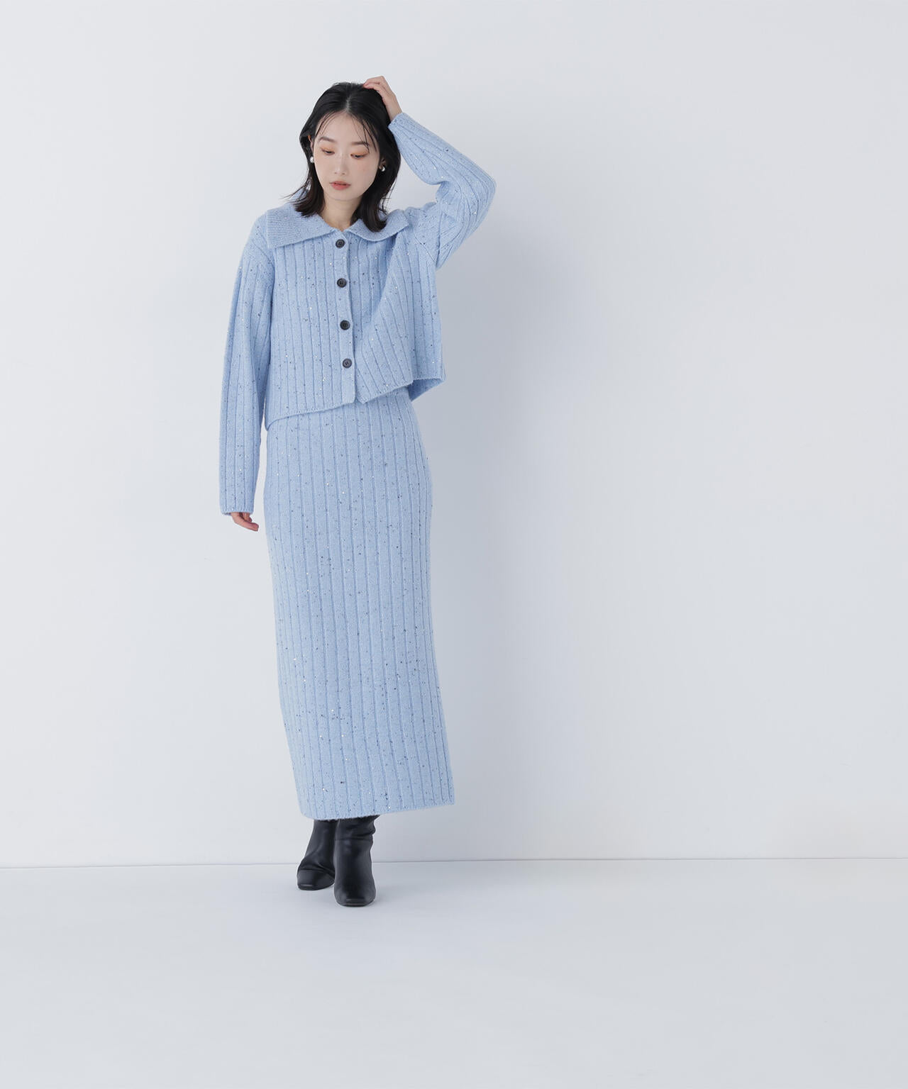 スパンコールラメニットセットアップ