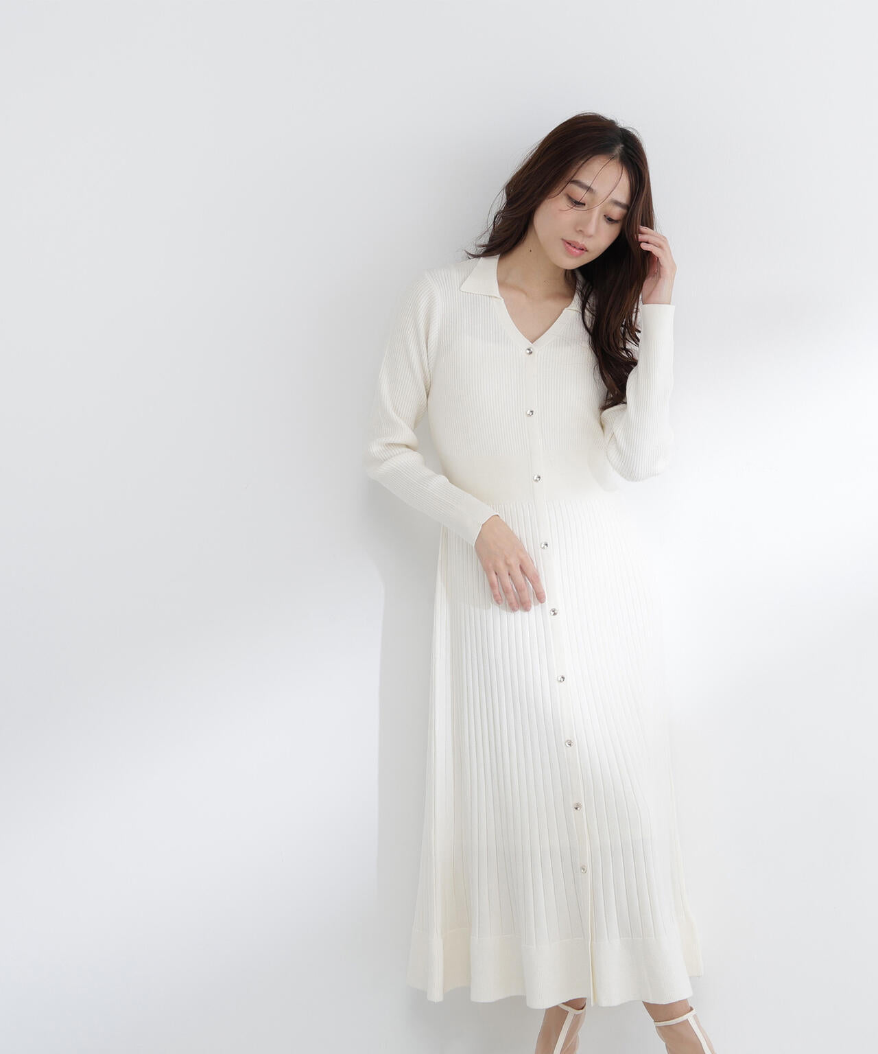 スキッパーリブニットワンピース | NATURAL BEAUTY BASIC（ナチュラル