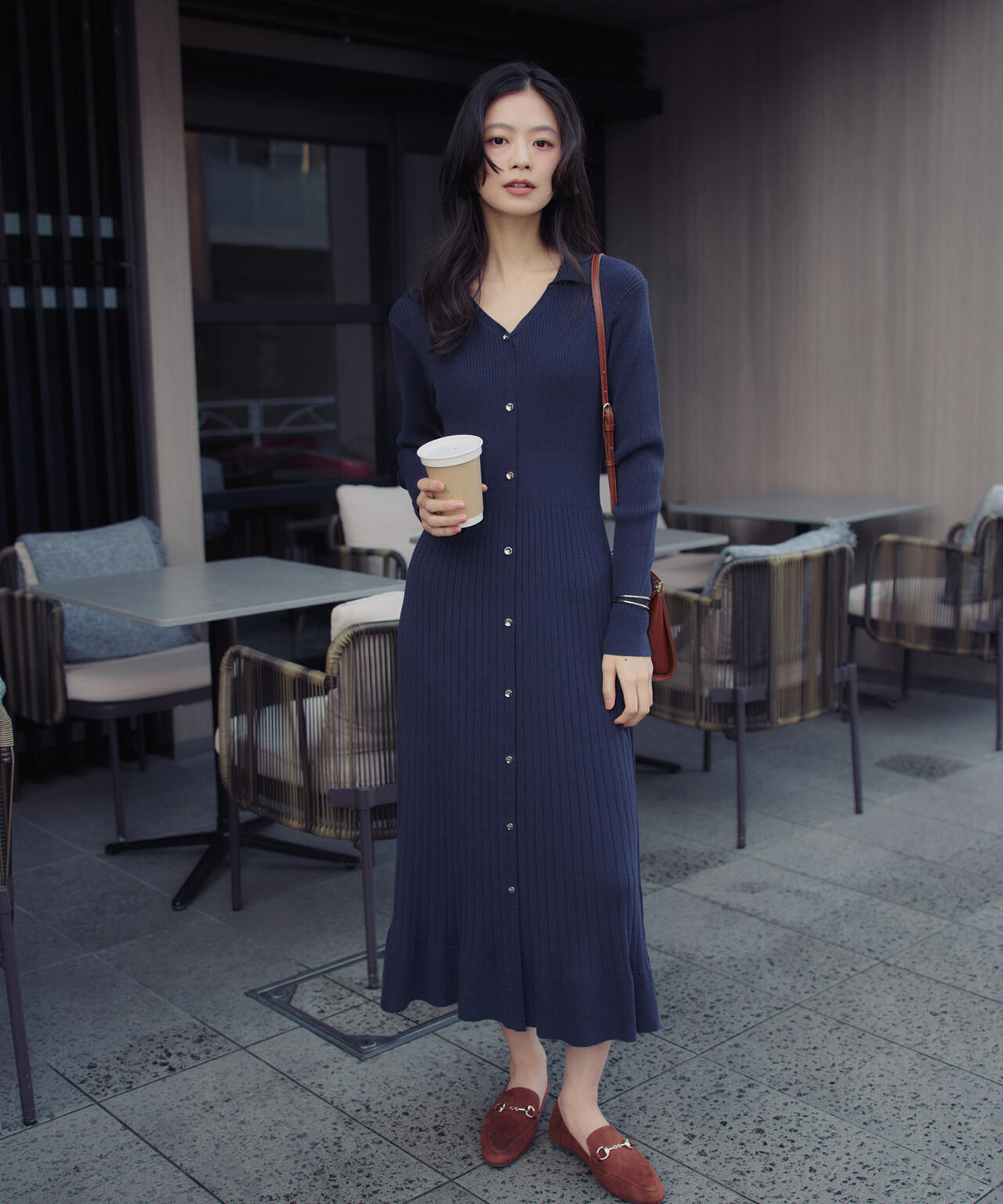 スキッパーリブニットワンピース | NATURAL BEAUTY BASIC（ナチュラル