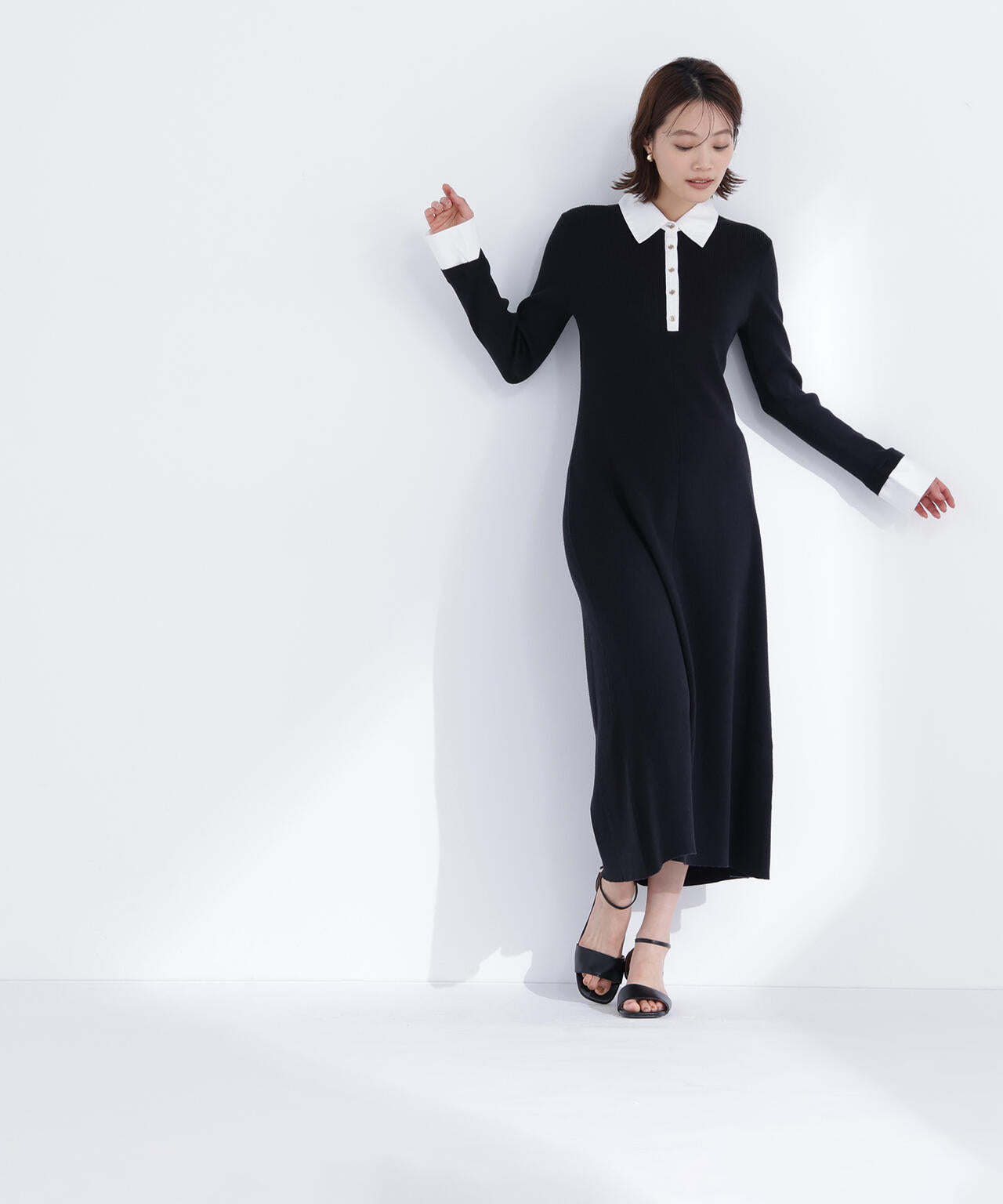 襟付リブニットワンピース | NATURAL BEAUTY BASIC（ナチュラル