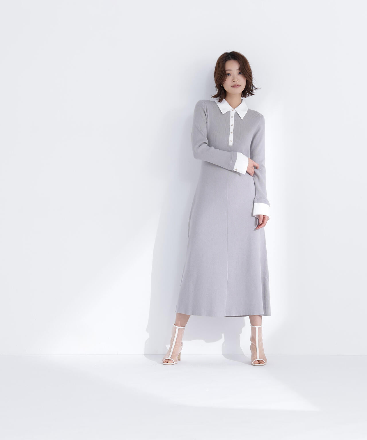 襟付リブニットワンピース | NATURAL BEAUTY BASIC（ナチュラル