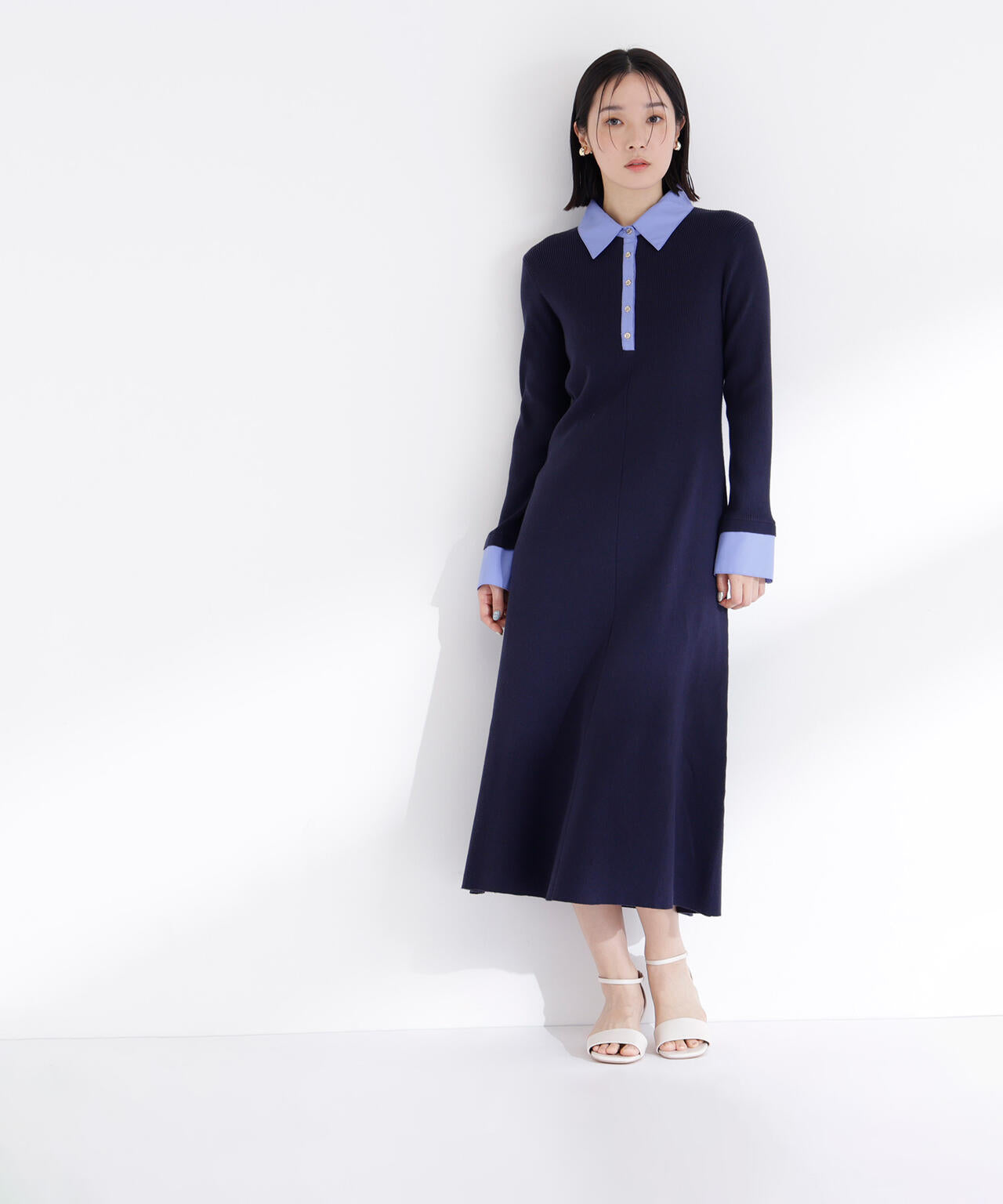 襟付リブニットワンピース | NATURAL BEAUTY BASIC（ナチュラル