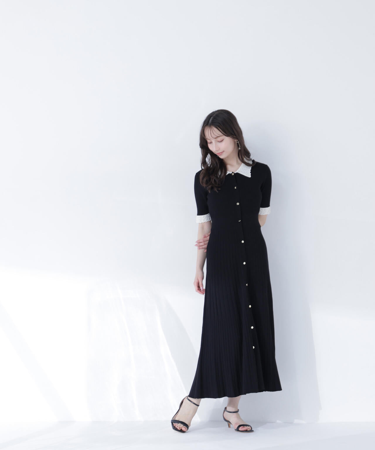 レース襟ニットワンピース | NATURAL BEAUTY BASIC（ナチュラル