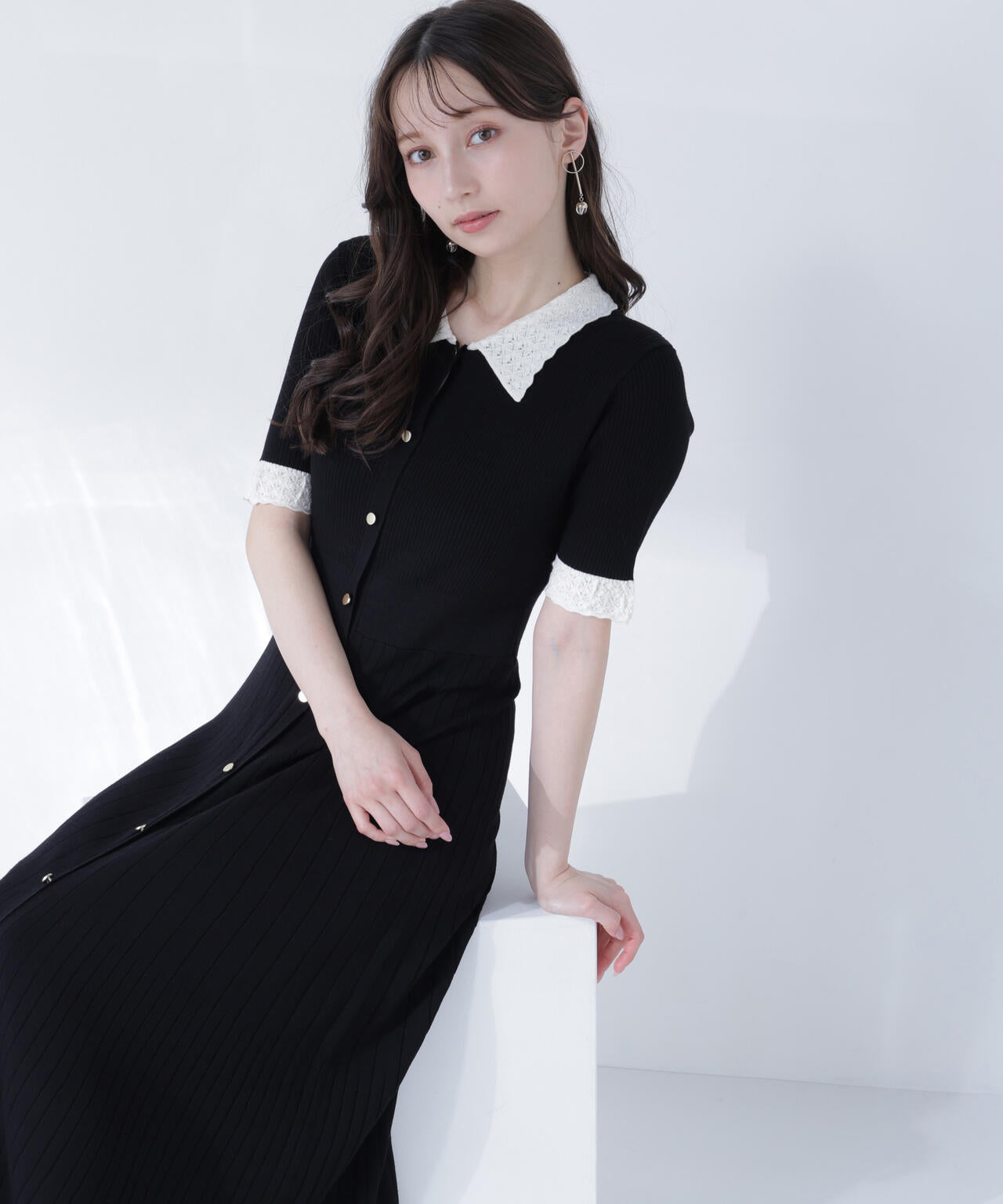 アトリエgg ニットワンピース レース襟ニットワンピース | NATURAL BEAUTY BASIC（ナチュラル