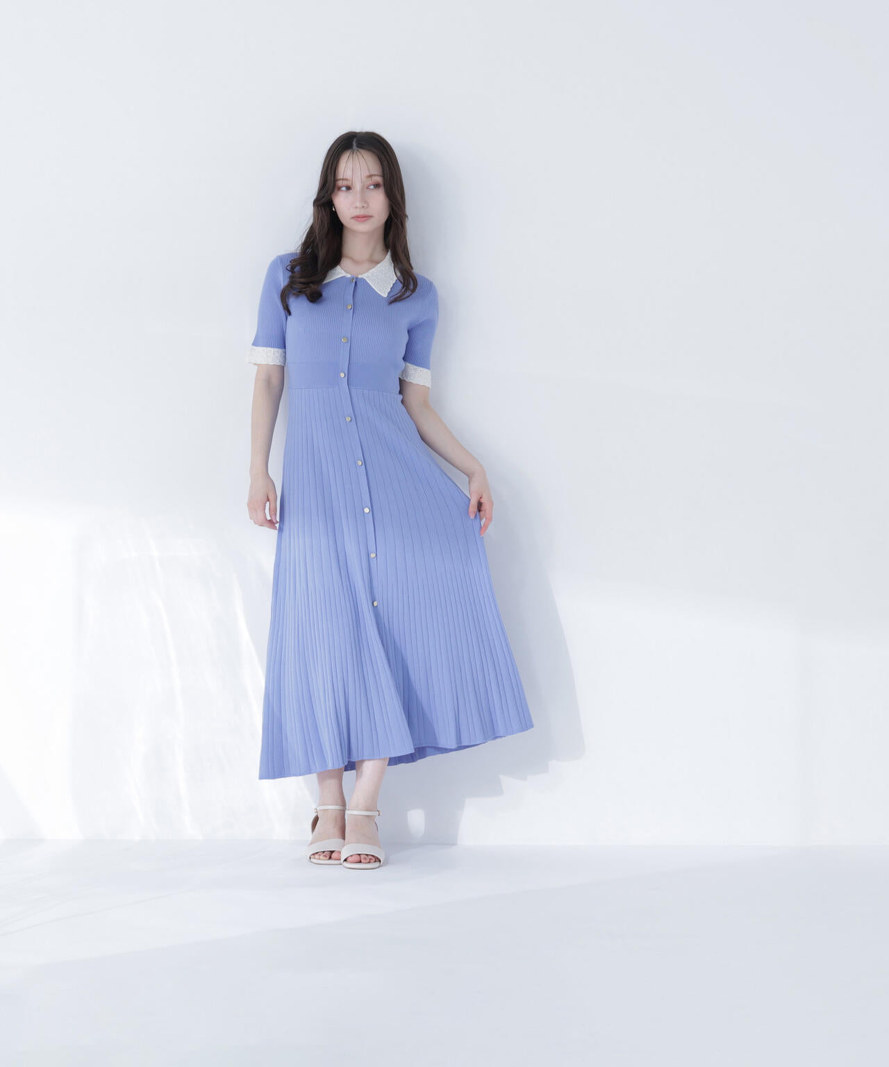 レース襟ニットワンピース | NATURAL BEAUTY BASIC(ナチュラル レース襟ニットワンピース | NATURAL BEAUTY BASIC(ナチュラル