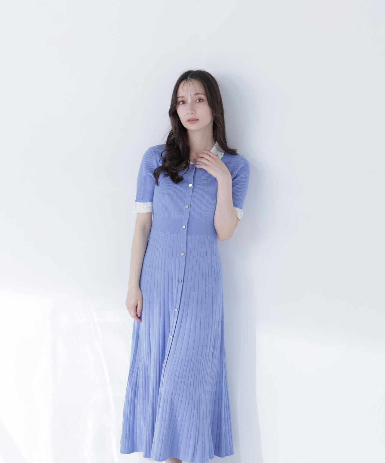 レース襟ニットワンピース | NATURAL BEAUTY BASIC（ナチュラル