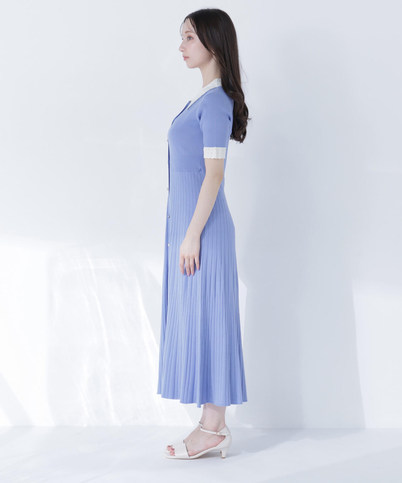 6/5～6/7 オンライン限定2buy10%OFF対象】レース襟ニットワンピース
