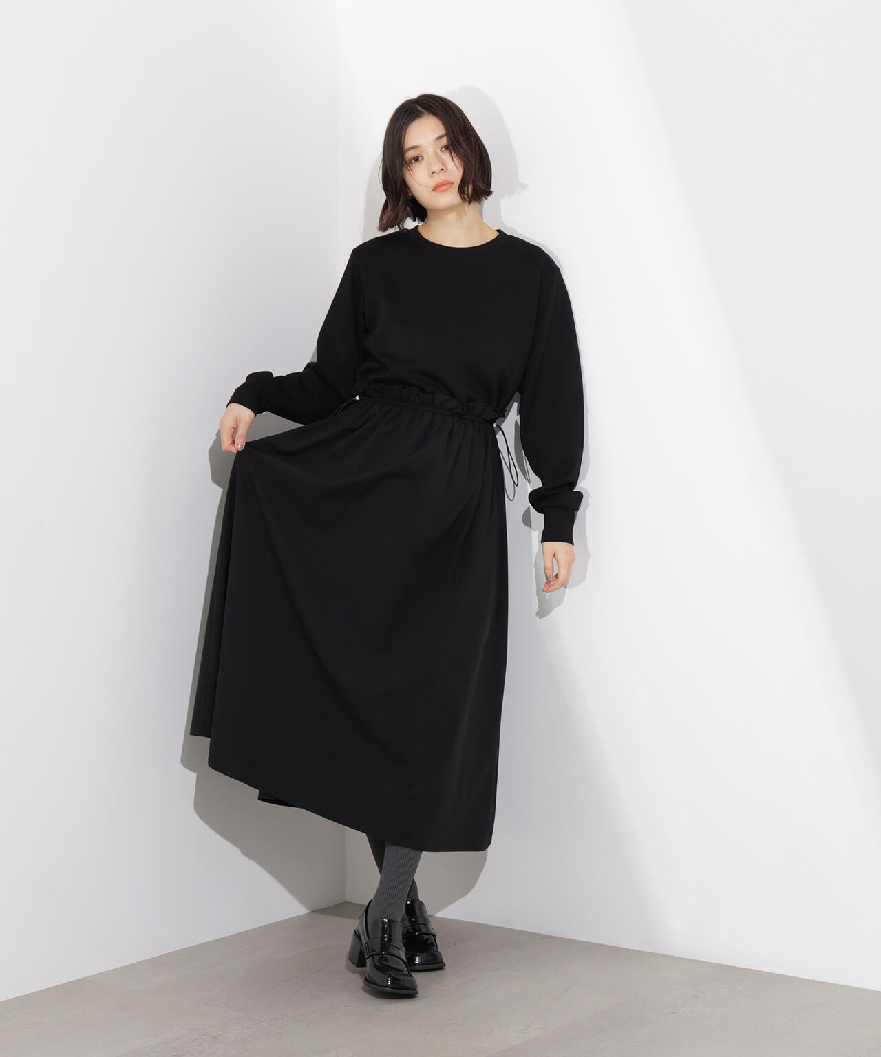 完売品✨ナゴンスタンス　ドッキングワンピース　レイヤード風　日本製　M 完売品✨ナゴンスタンス ドッキングワンピース レイヤード風 日本製 M