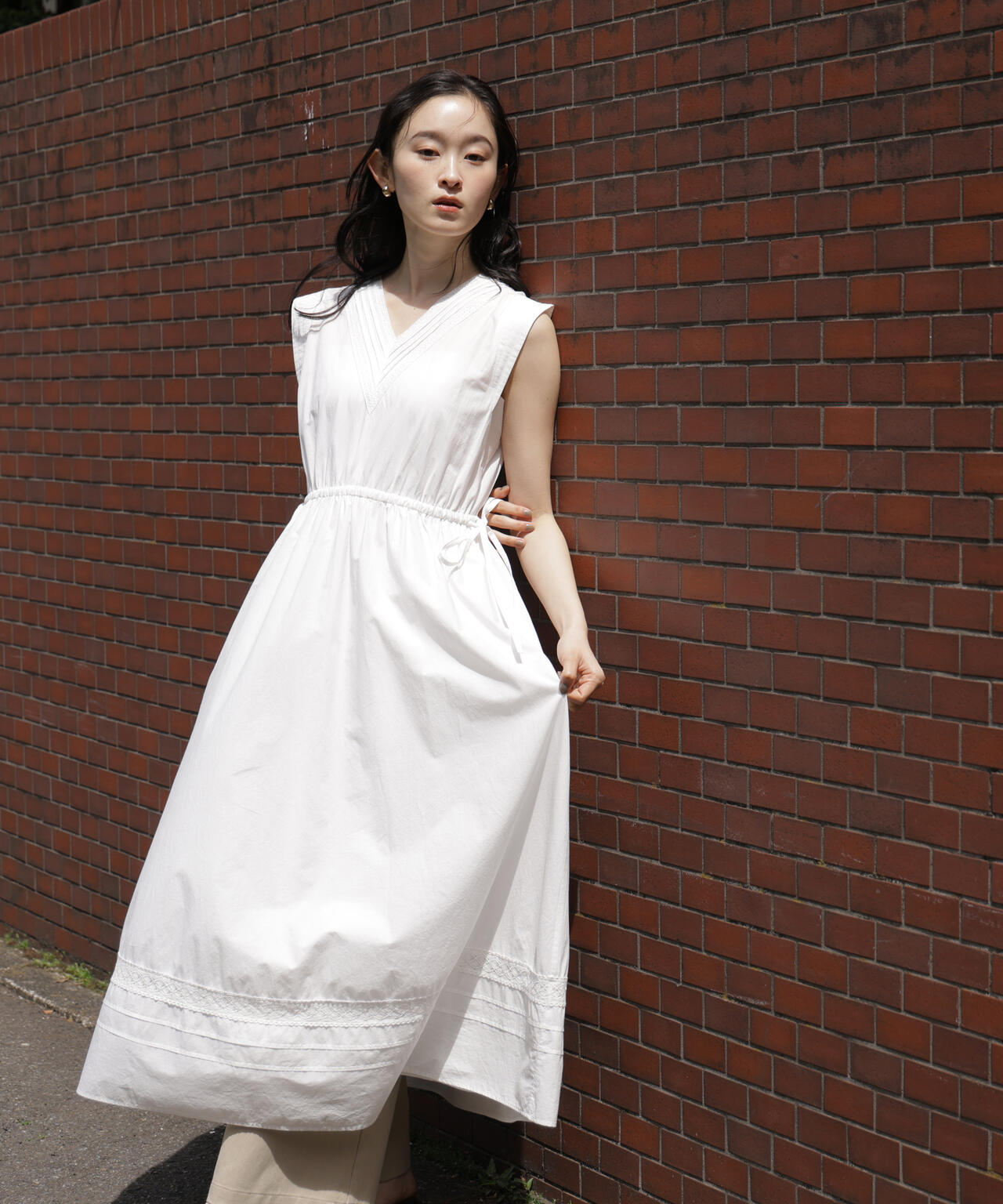 【6/5～6/7 オンライン限定2buy10%OFF対象】ピンタックレースワンピース