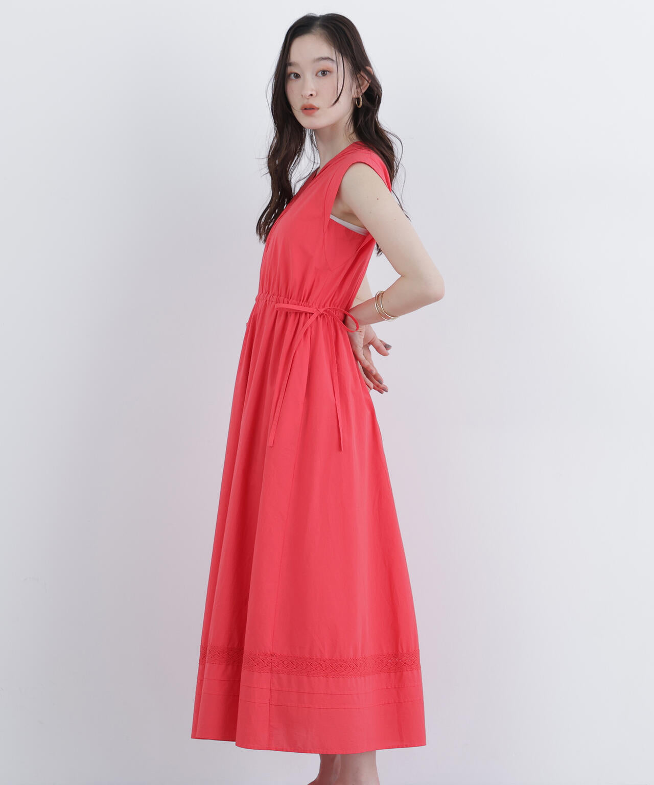 【6/5～6/7 オンライン限定2buy10%OFF対象】ピンタックレースワンピース