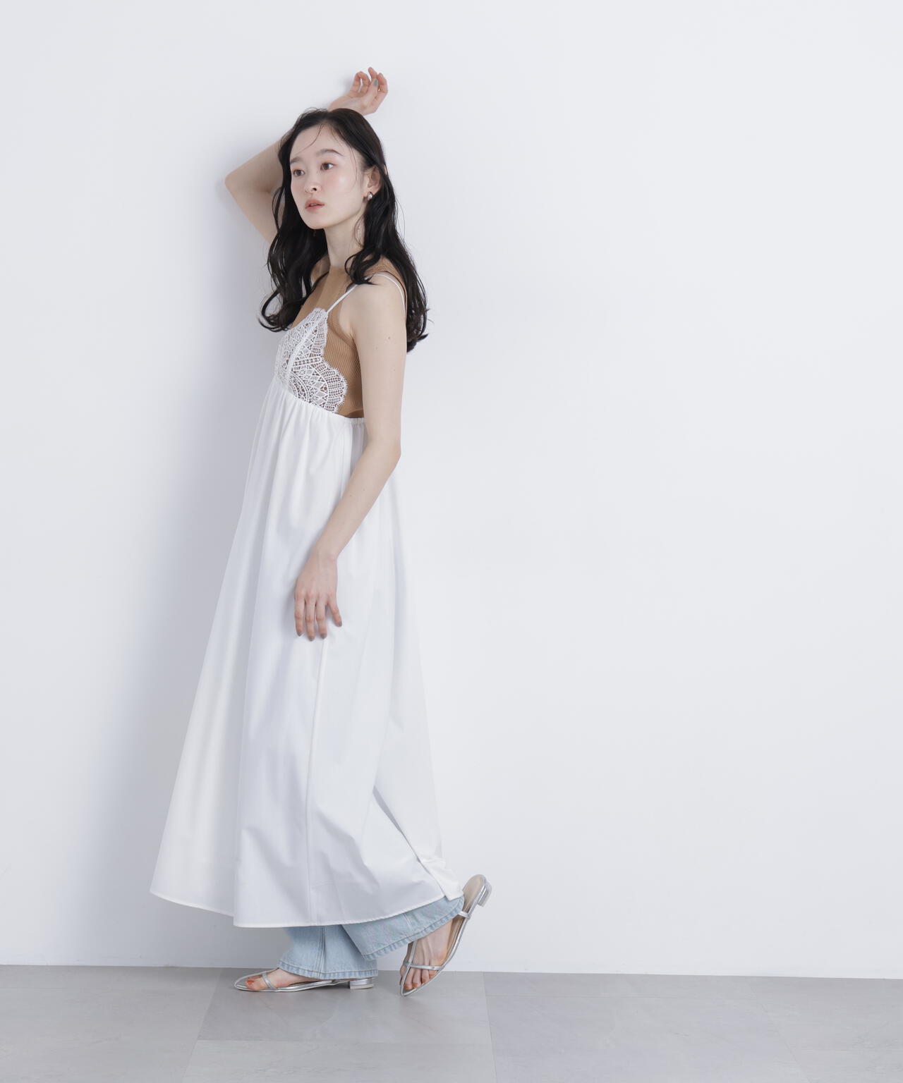 レース切替コットンブレンドキャミワンピース | N. Natural Beauty