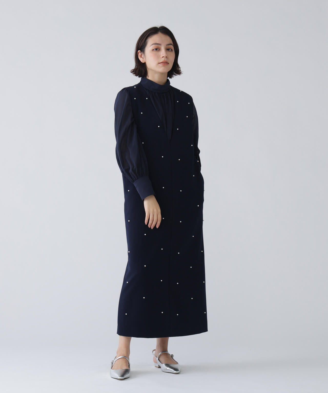 ＜瞬間コーデ＞着るジュエリー。パール付きジャンスカ