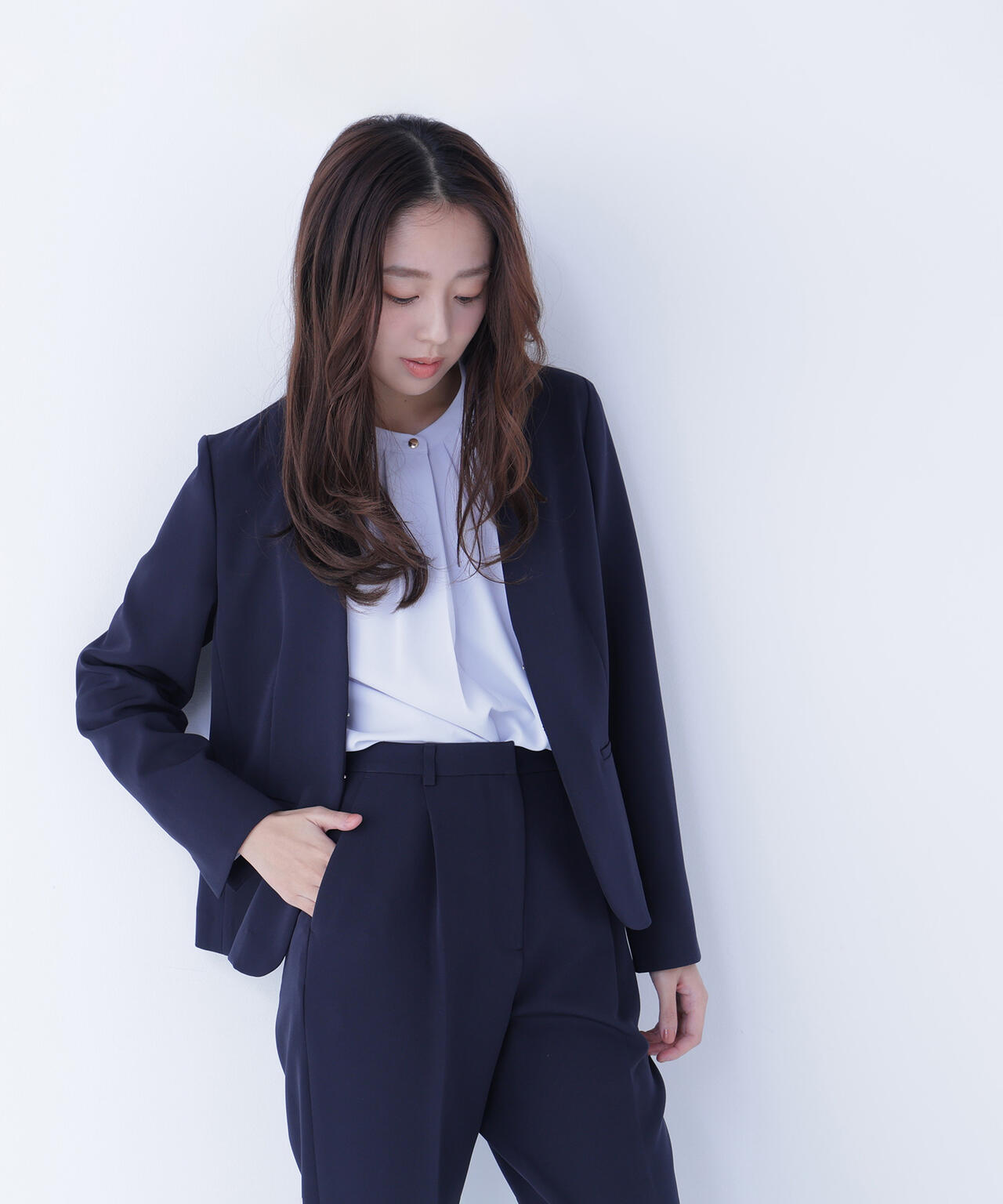 ダブルクロスストレッチ SETUP ノーカラージャケット