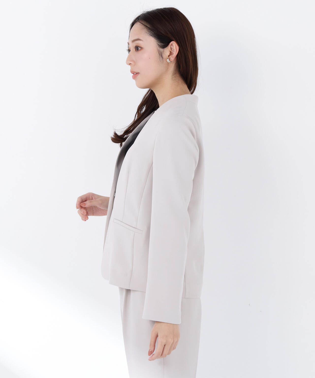 NATURAL BEAUTY BASIC ノーカラージャケットセットアップ ドビーツイル SETUP ノーカラージャケット | NATURAL BEAUTY BASIC