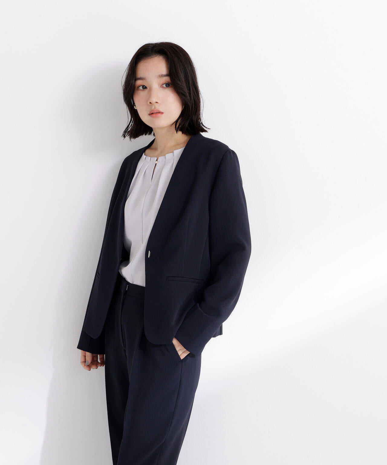 NATURAL BEAUTY BASIC ドビーツイル SETUP ドビーツイル SETUP ノーカラージャケット | NATURAL BEAUTY BASIC