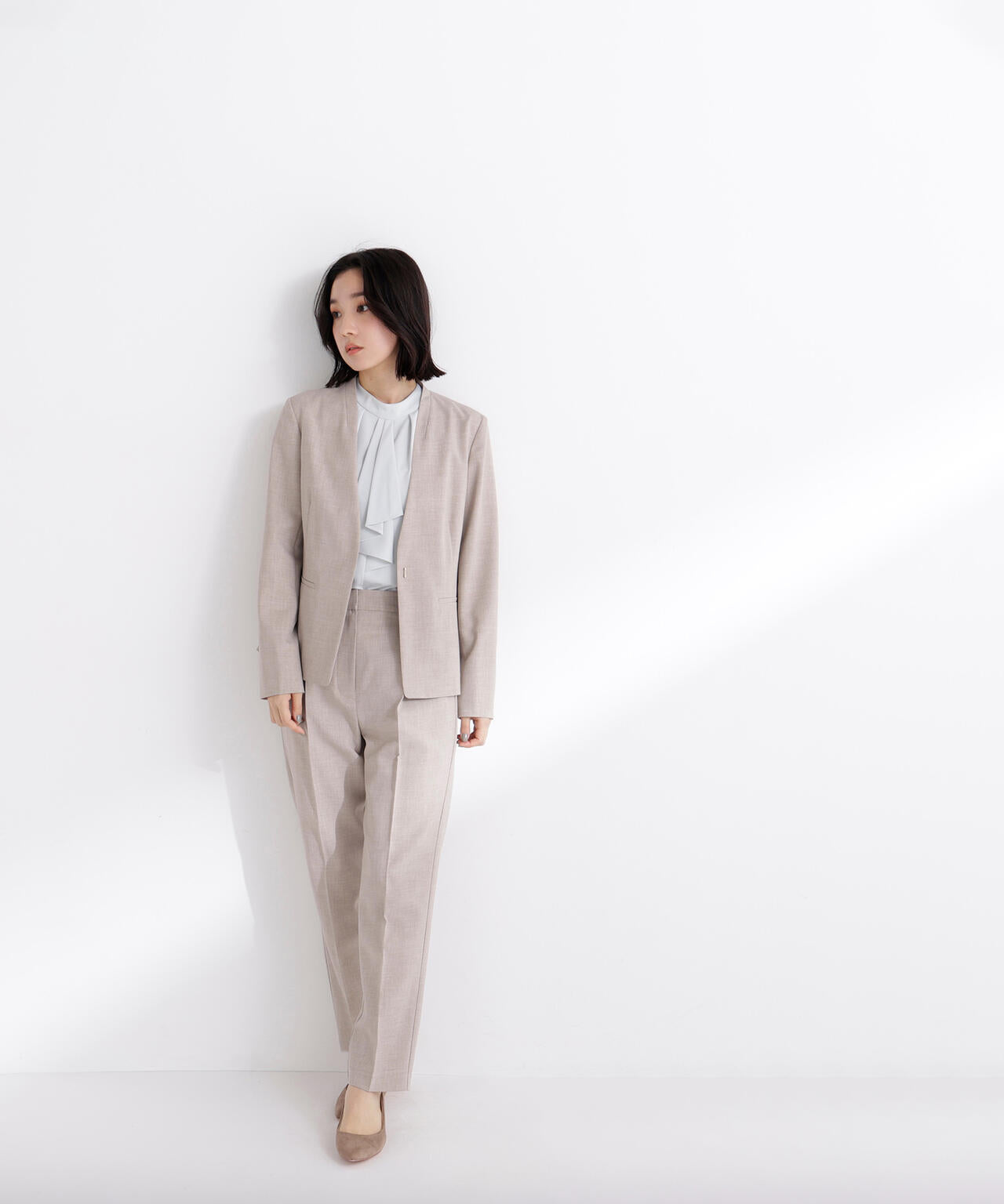 リネンライク SETUP ノーカラージャケット