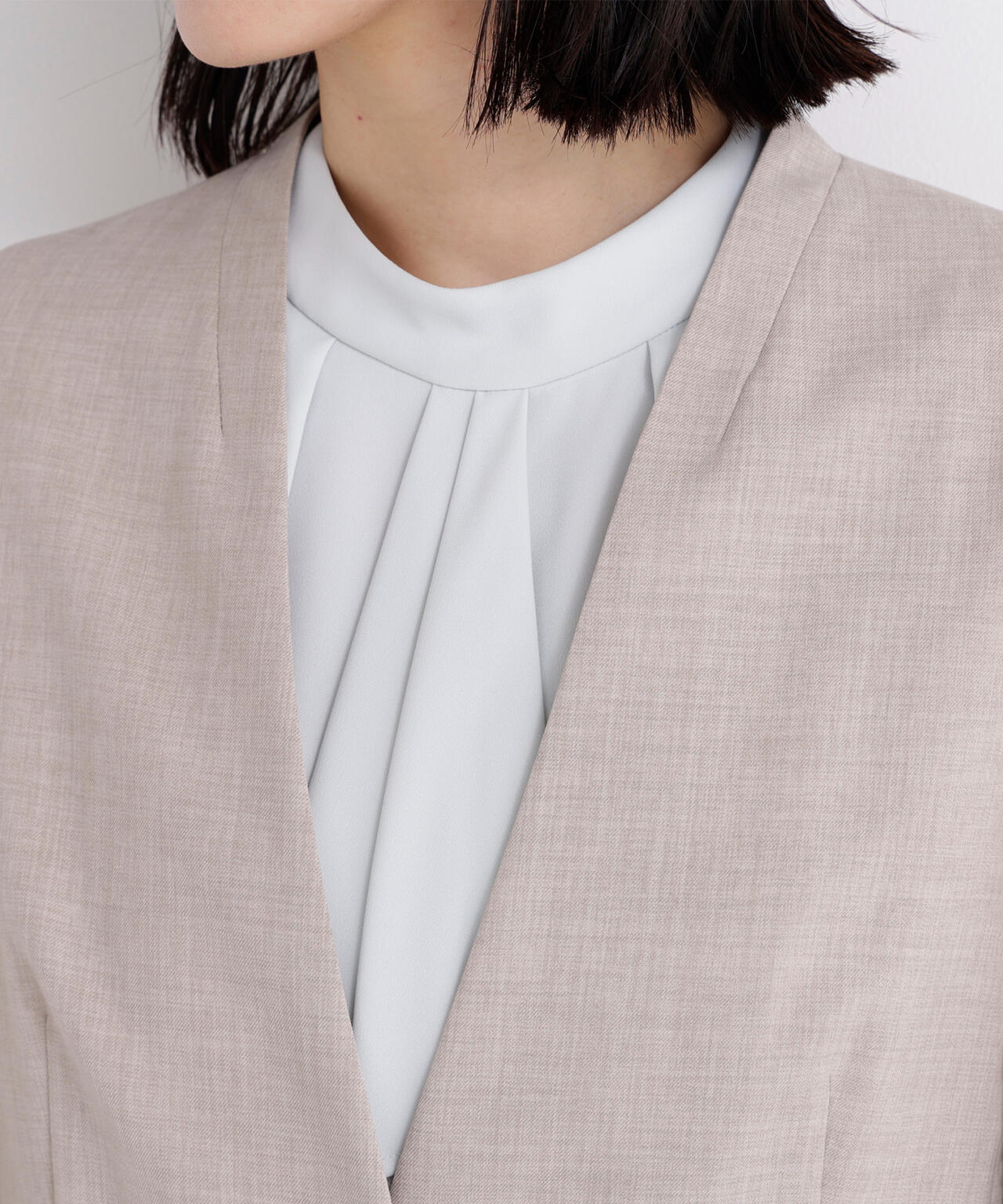 リネンライク SETUP ノーカラージャケット