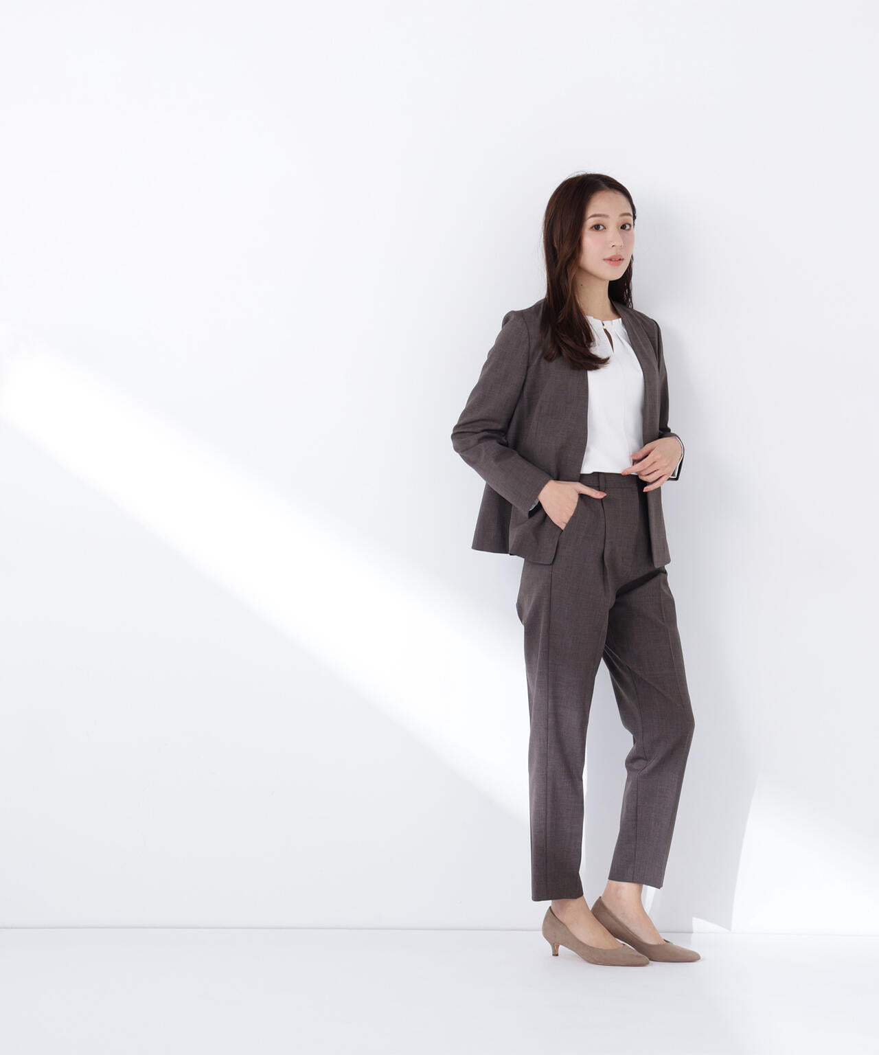 リネンライク SETUP ノーカラージャケット