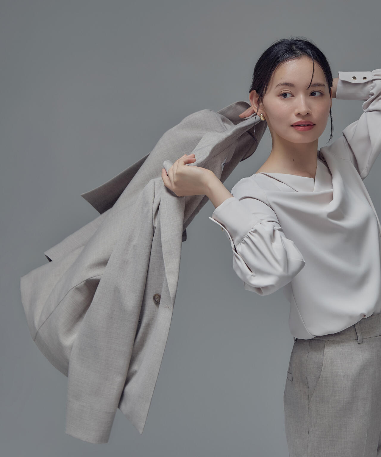リネンライク SETUP ダブルボタンジャケット | NATURAL BEAUTY BASIC
