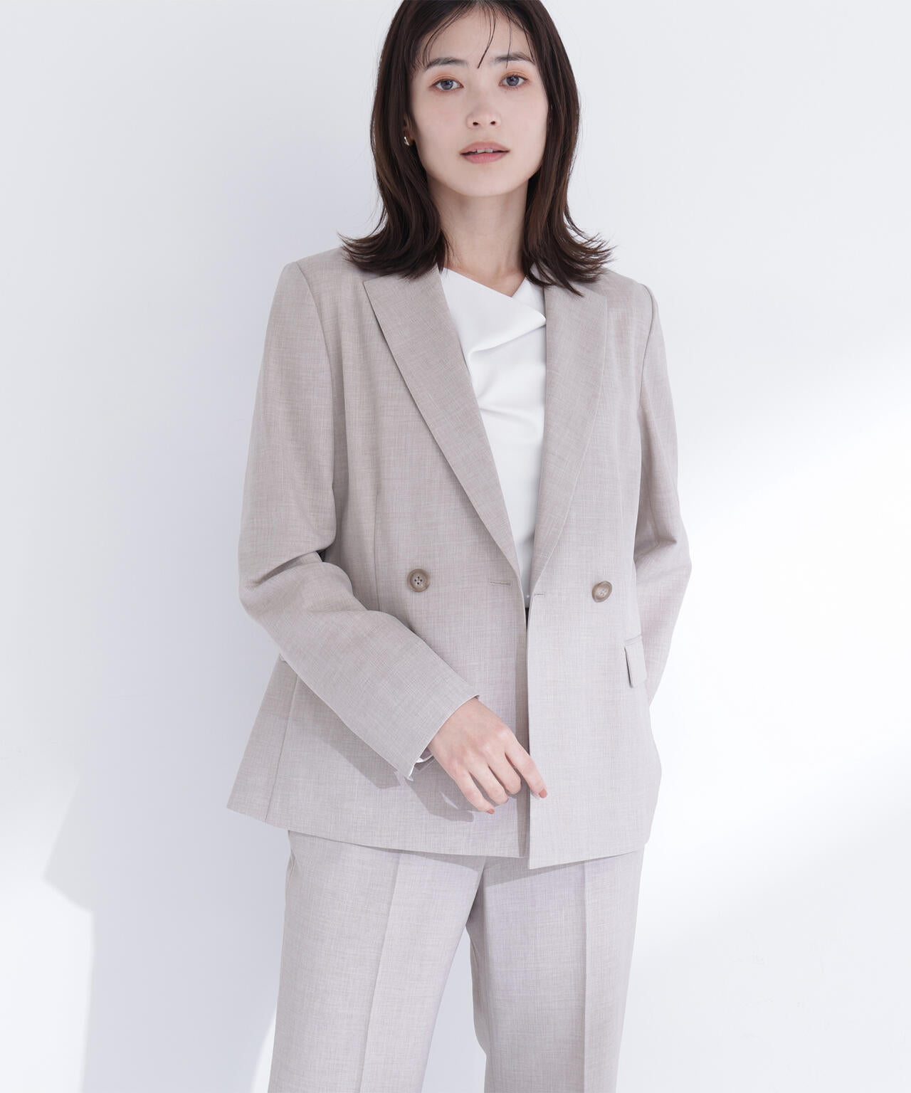 リネンライク SETUP ダブルボタンジャケット