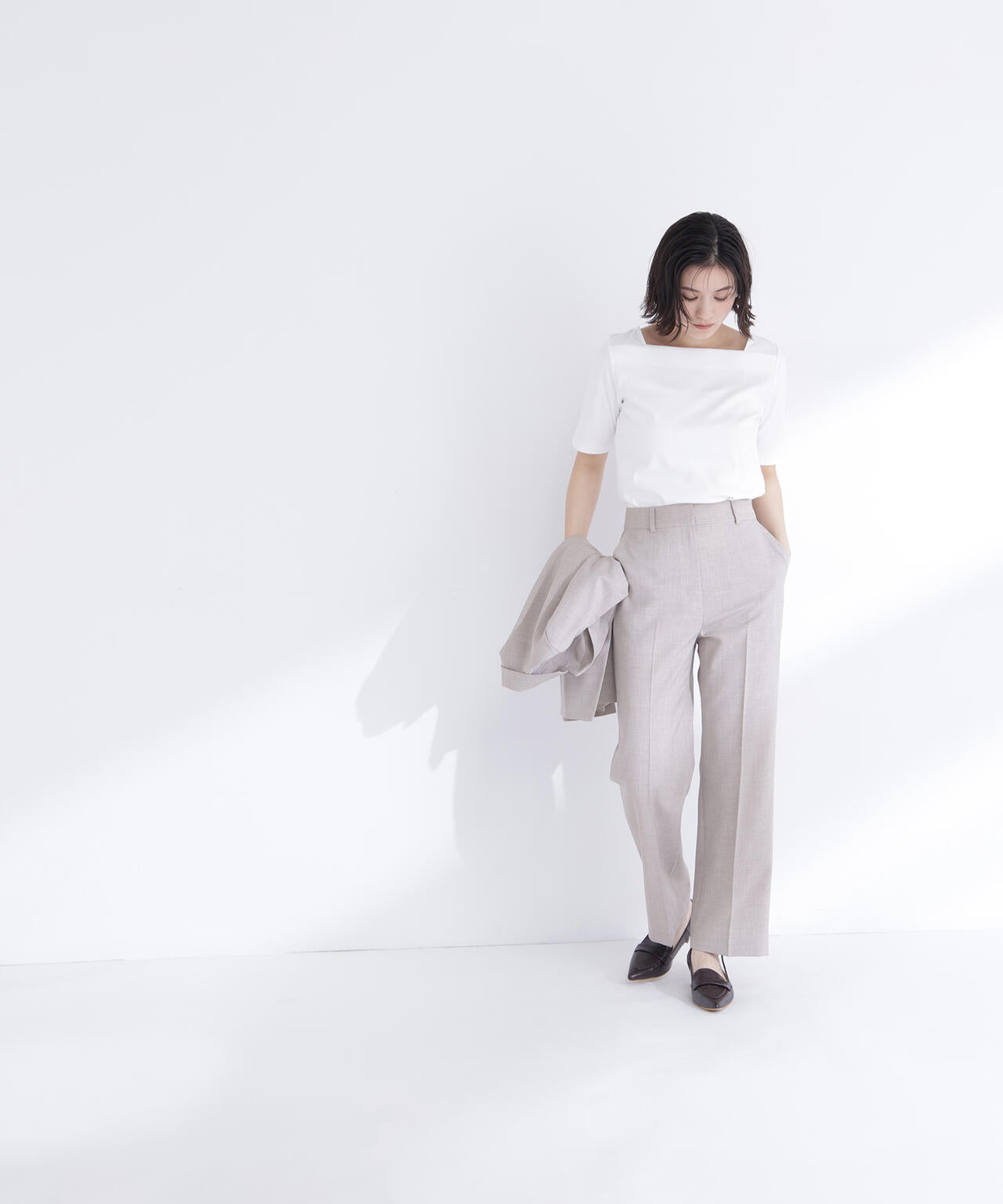 リネンライク SETUP ダブルボタンジャケット | NATURAL BEAUTY BASIC