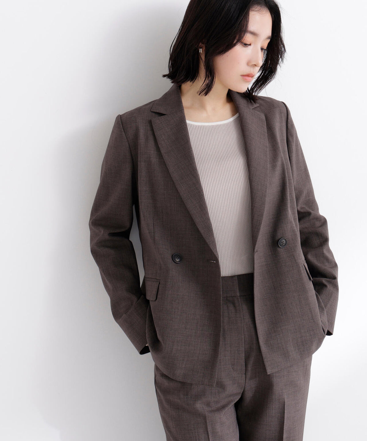リネンライク SETUP ダブルボタンジャケット | NATURAL BEAUTY BASIC 