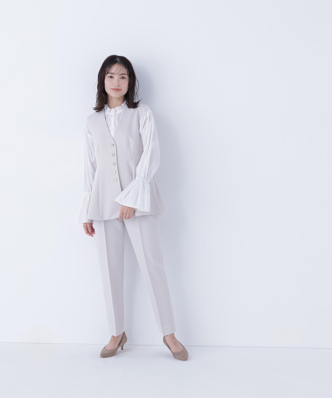 フロントボタンペプラムジレ SETUP