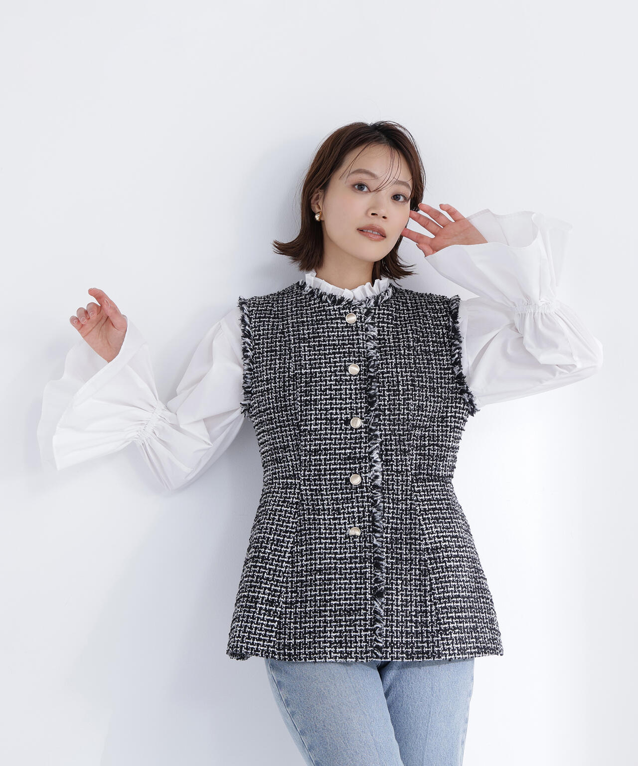 ツイードシリーズ ペプラムジレ | NATURAL BEAUTY BASIC（ナチュラル