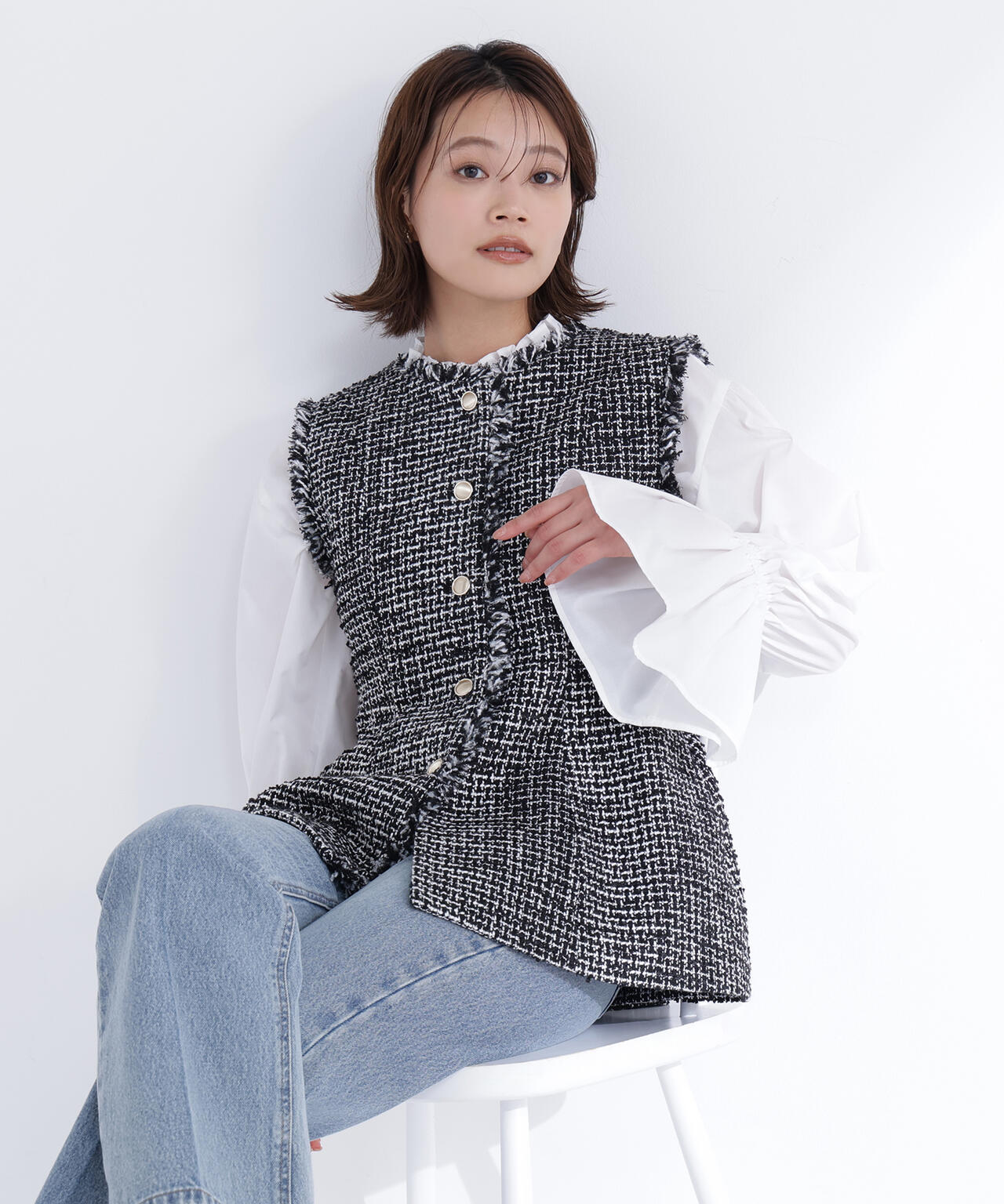 ツイードシリーズ ペプラムジレ | NATURAL BEAUTY BASIC（ナチュラル