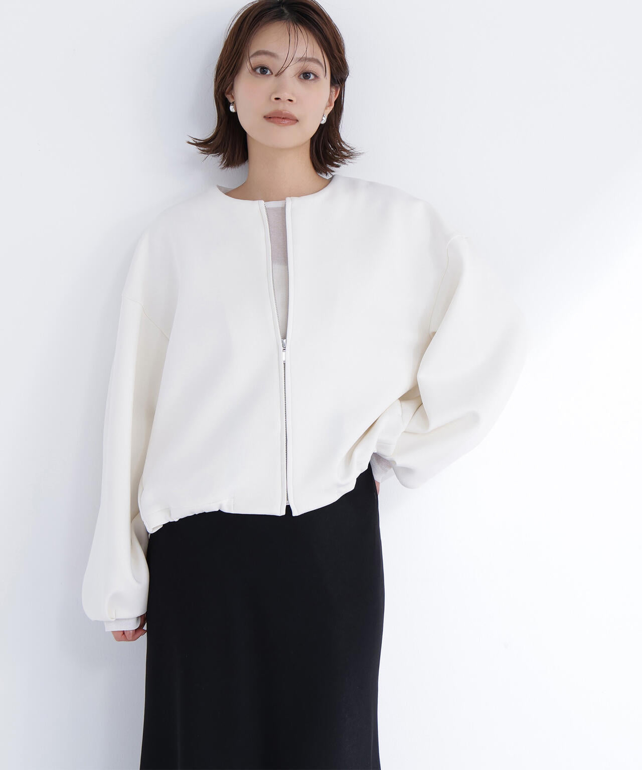【新品未使用】ノーブル　ブルゾン ノーカラーダンボールブルゾン | NATURAL BEAUTY BASIC（ナチュラル