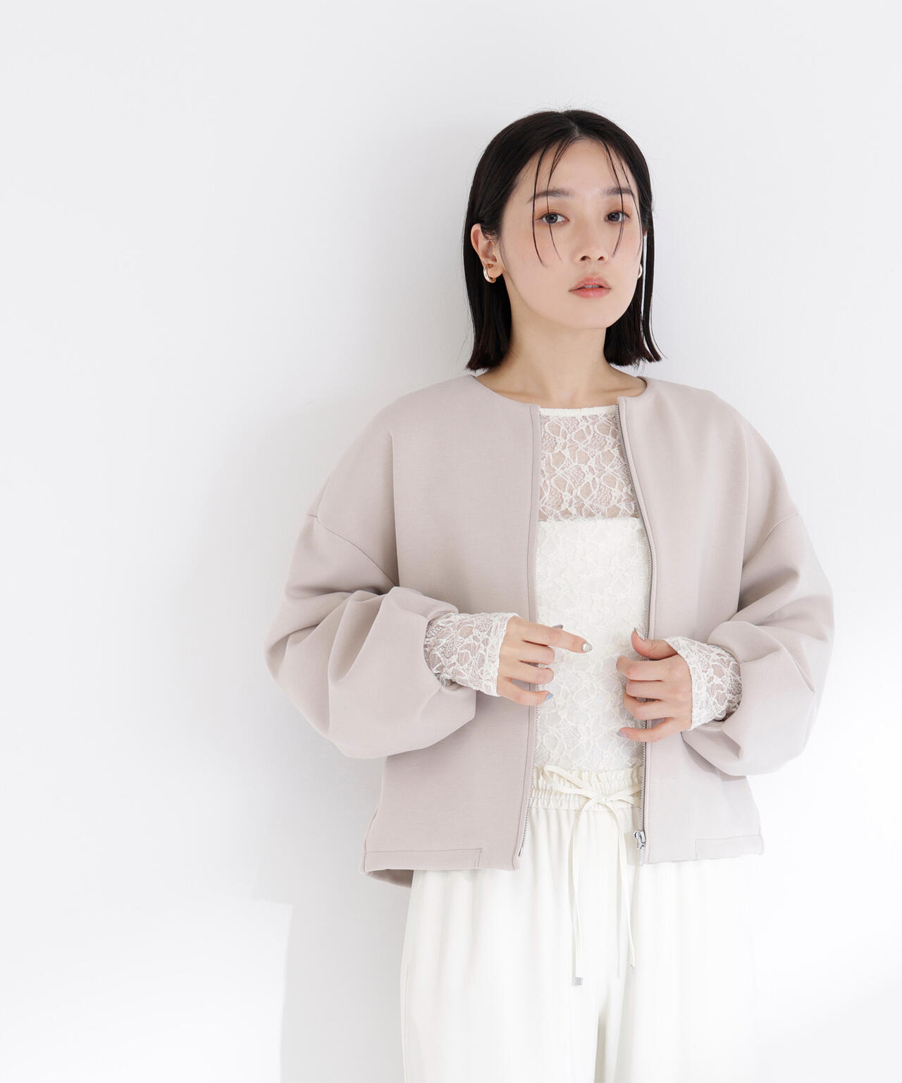 chouchouセレクト　ライトダンボールブルゾン未使用 ノーカラーダンボールブルゾン | NATURAL BEAUTY BASIC（ナチュラル