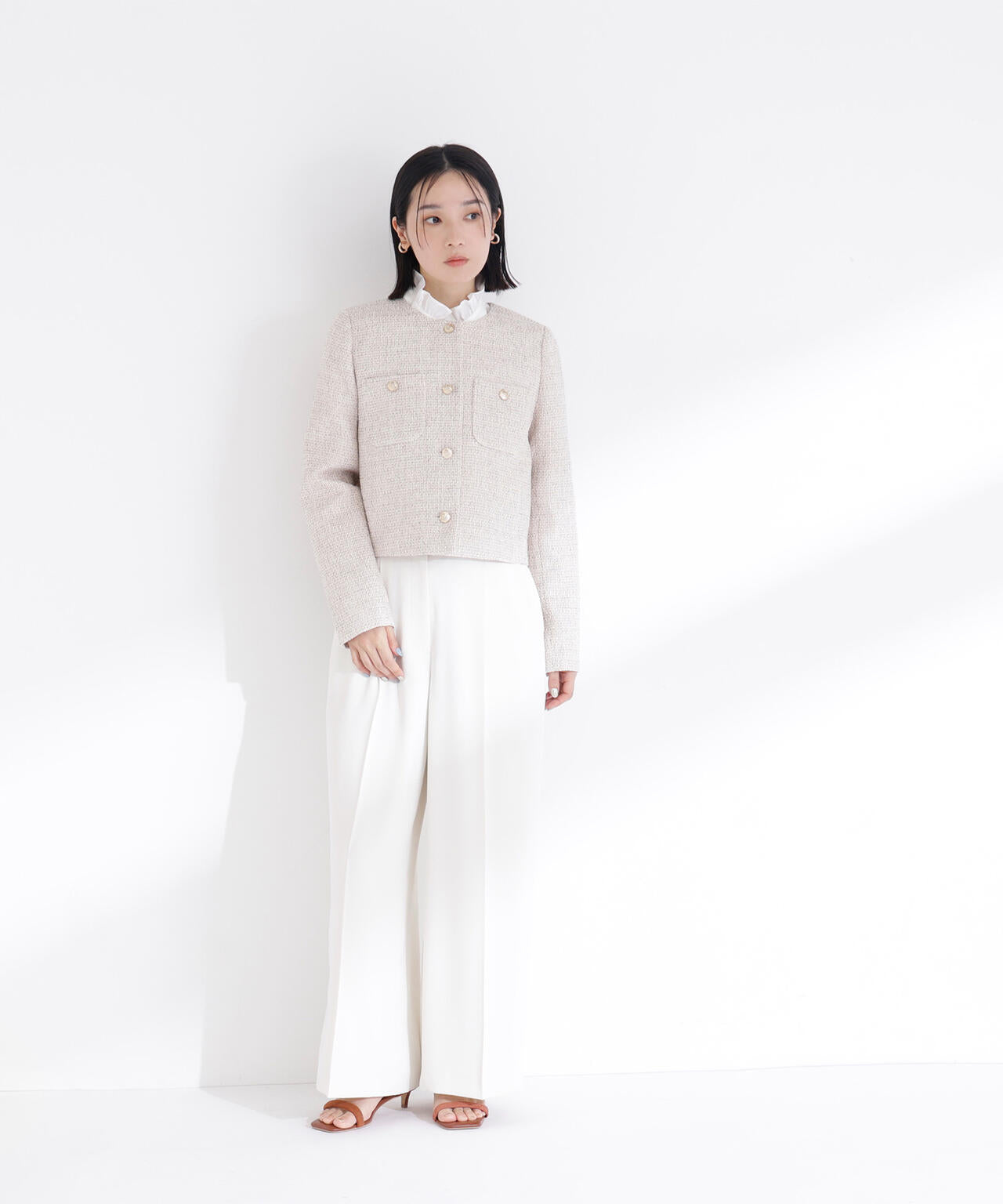 ツイードノーカラージャケット