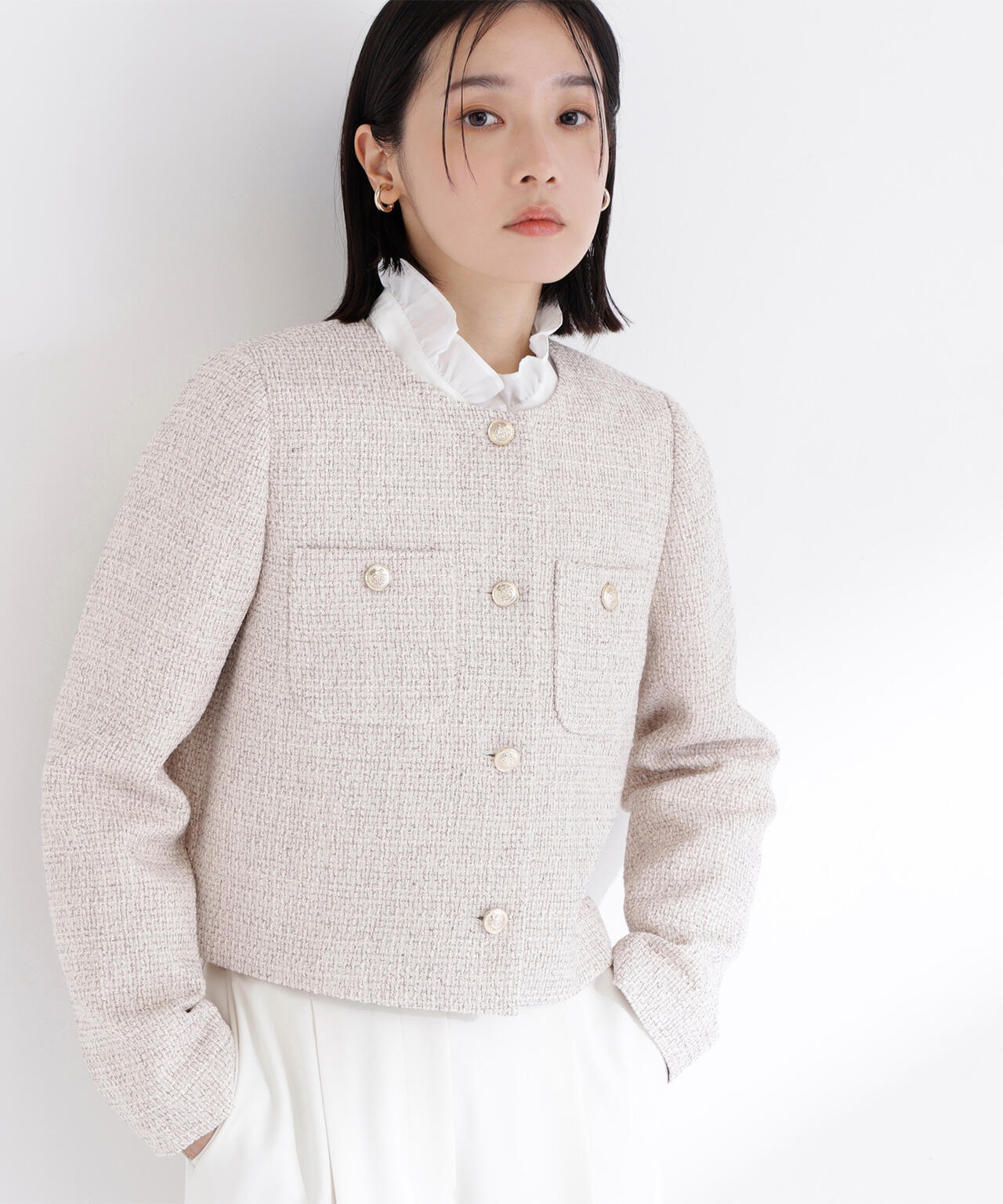 ツイードノーカラージャケット | NATURAL BEAUTY BASIC（ナチュラル