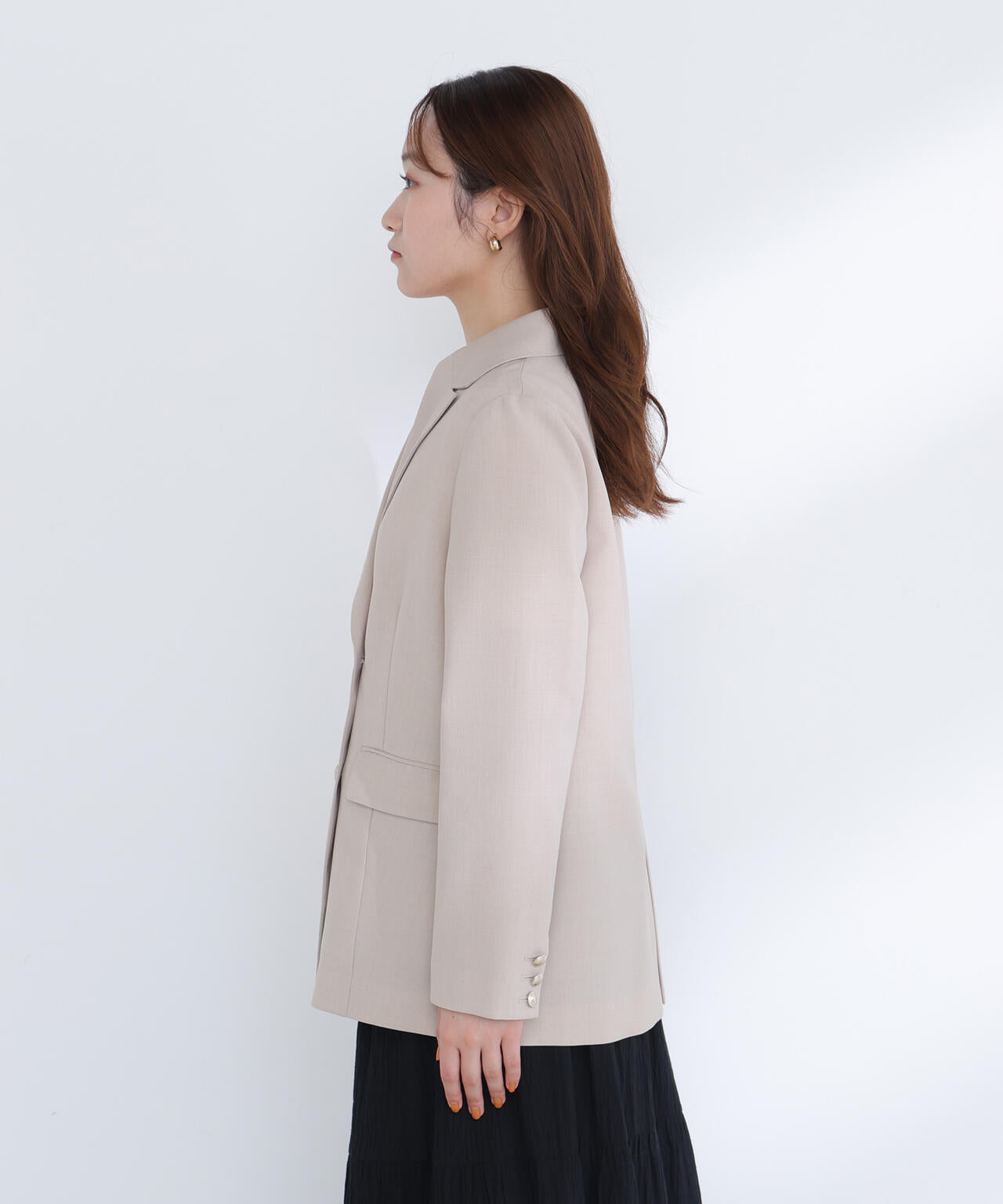 新品【NATURAL BEAUTY BASIC】リネンライクボクシージャケット Oggi.jp掲載】リネンライクダブルブレストボクシージャケット