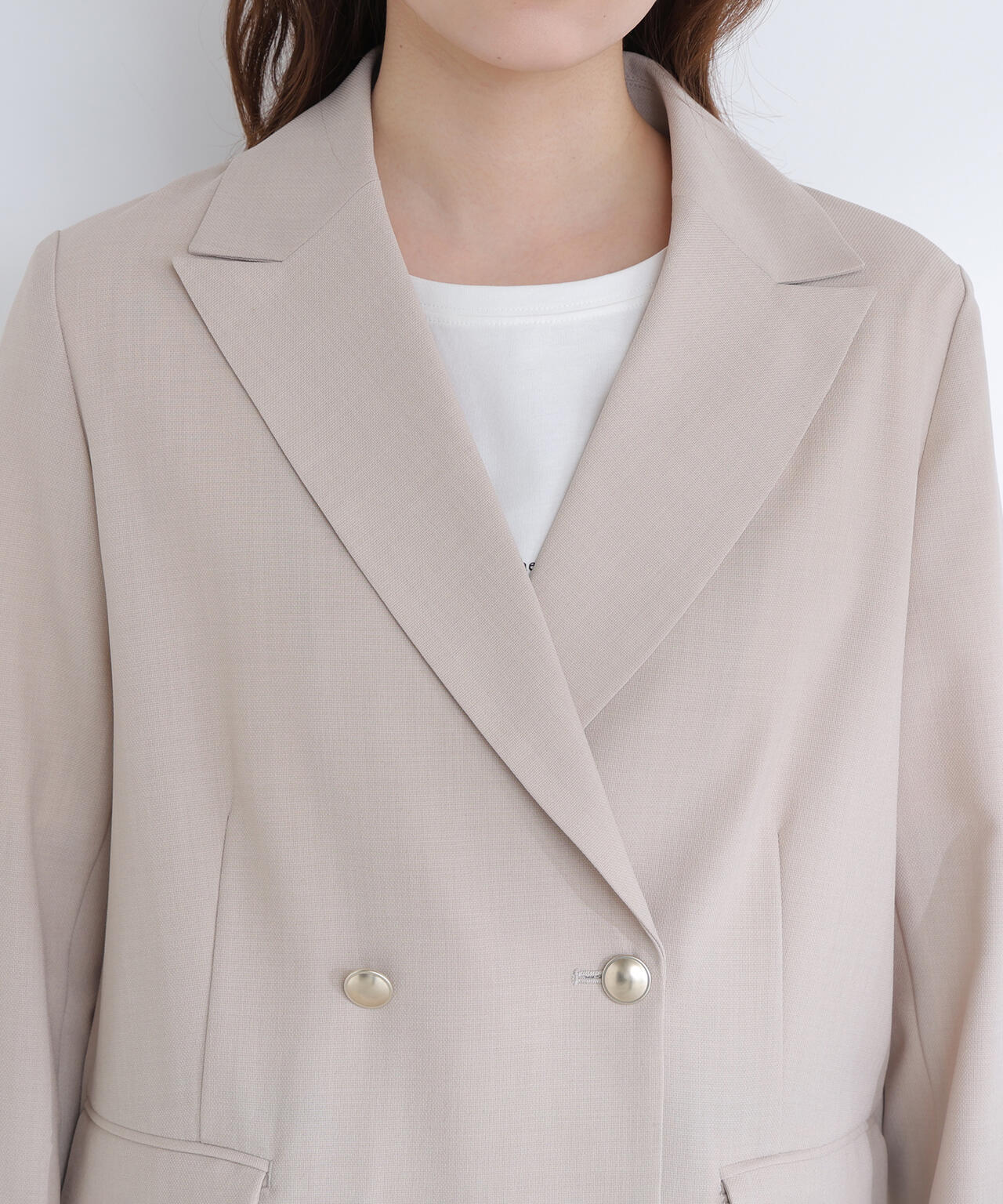 リネンライクダブルブレストボクシージャケット | NATURAL BEAUTY