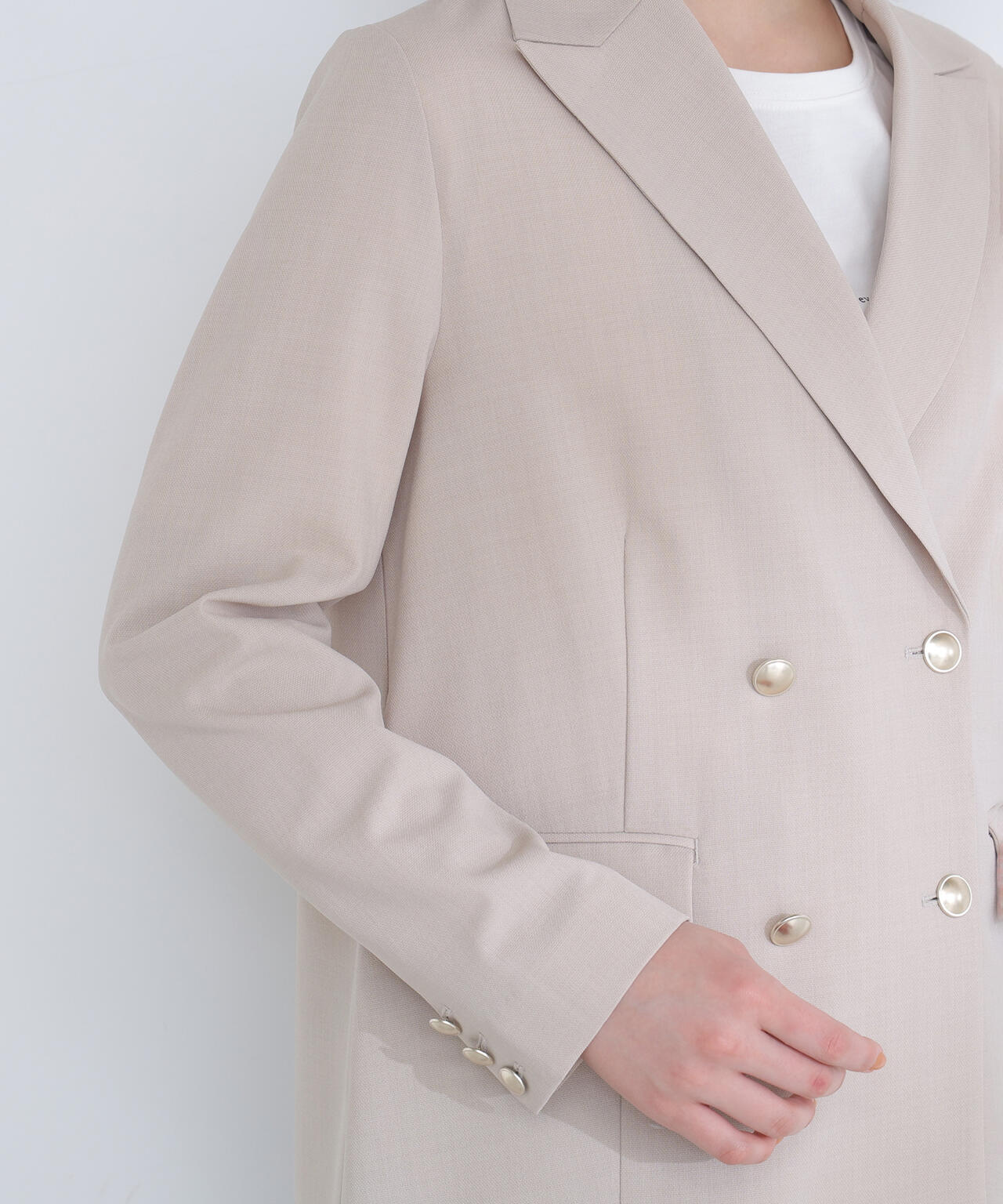 リネンライクダブルブレストボクシージャケット | NATURAL BEAUTY