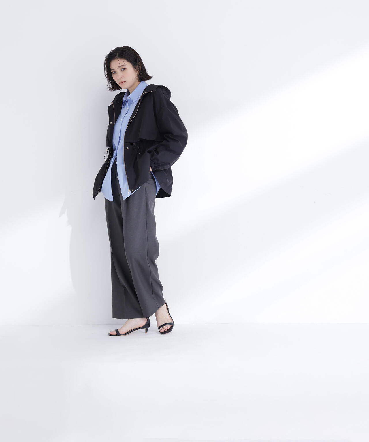 ペプラムフーディブルゾン NATURAL BEAUTY Loungedress Oggi・sweet掲載】【ちょうど、いい服】毎日これ。週7ペプラムフーディ