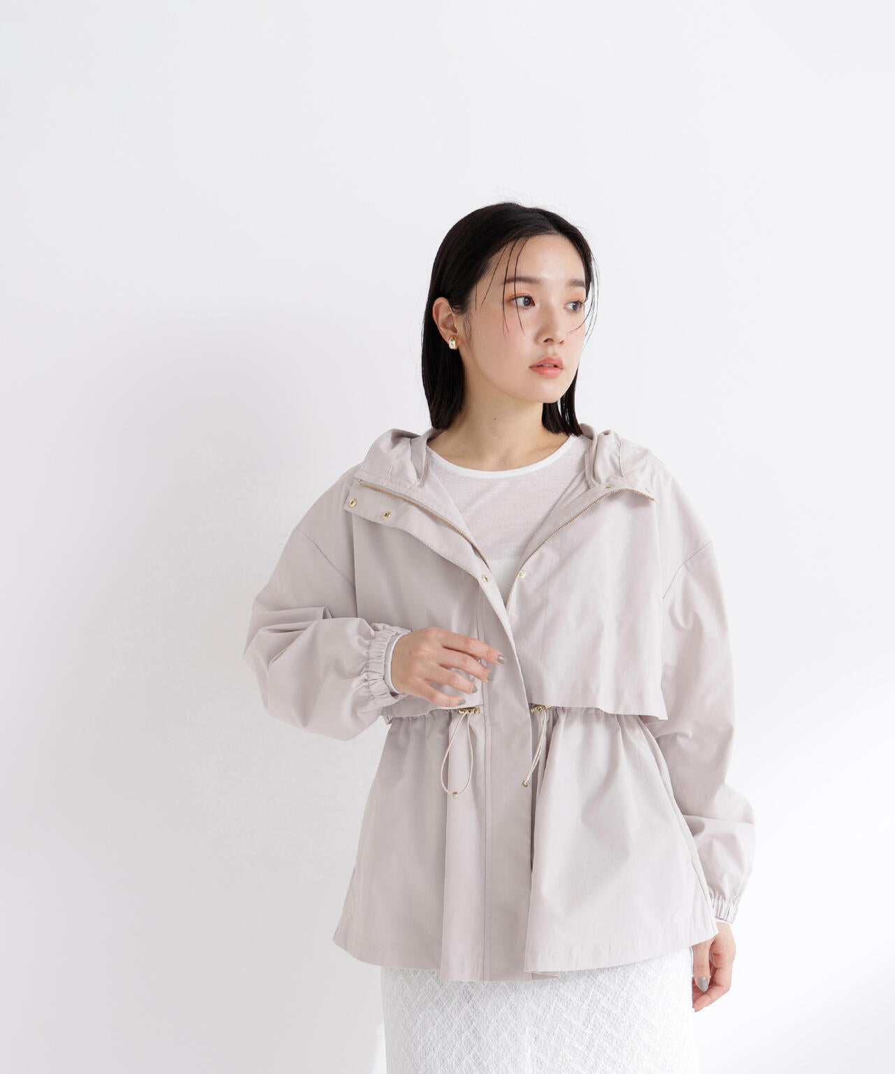 ペプラムフーディブルゾン NATURAL BEAUTY Loungedress Oggi・sweet掲載】【ちょうど、いい服】毎日これ。週7ペプラムフーディ