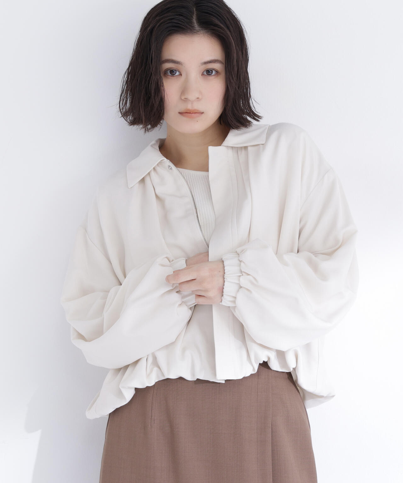 ステンカラーバルーンブルゾン