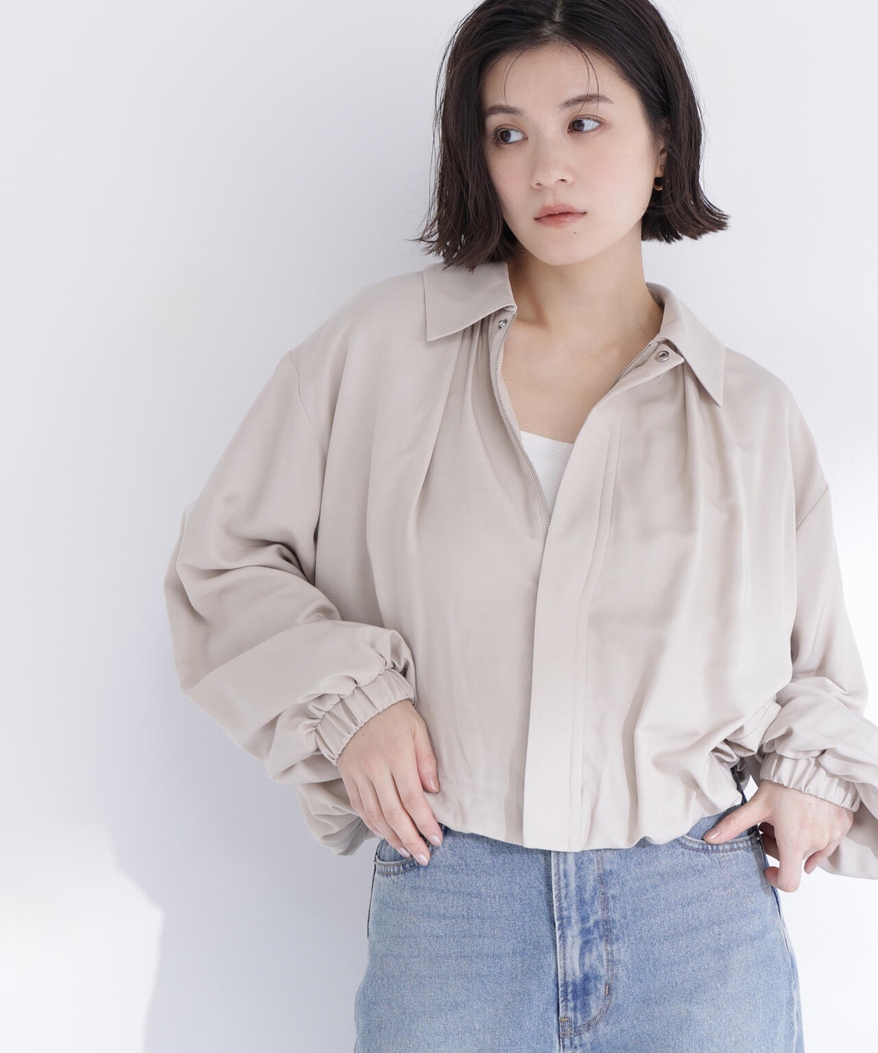 ステンカラーバルーンブルゾン