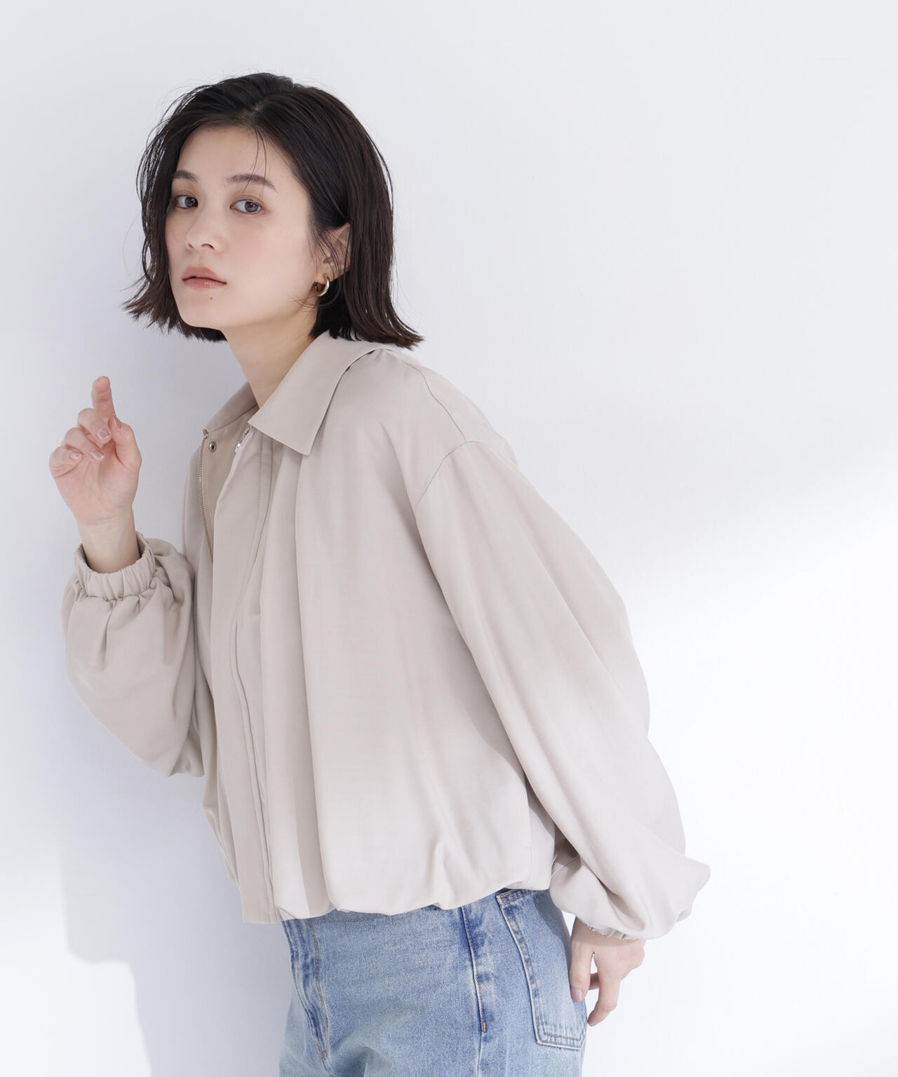 ステンカラーバルーンブルゾン