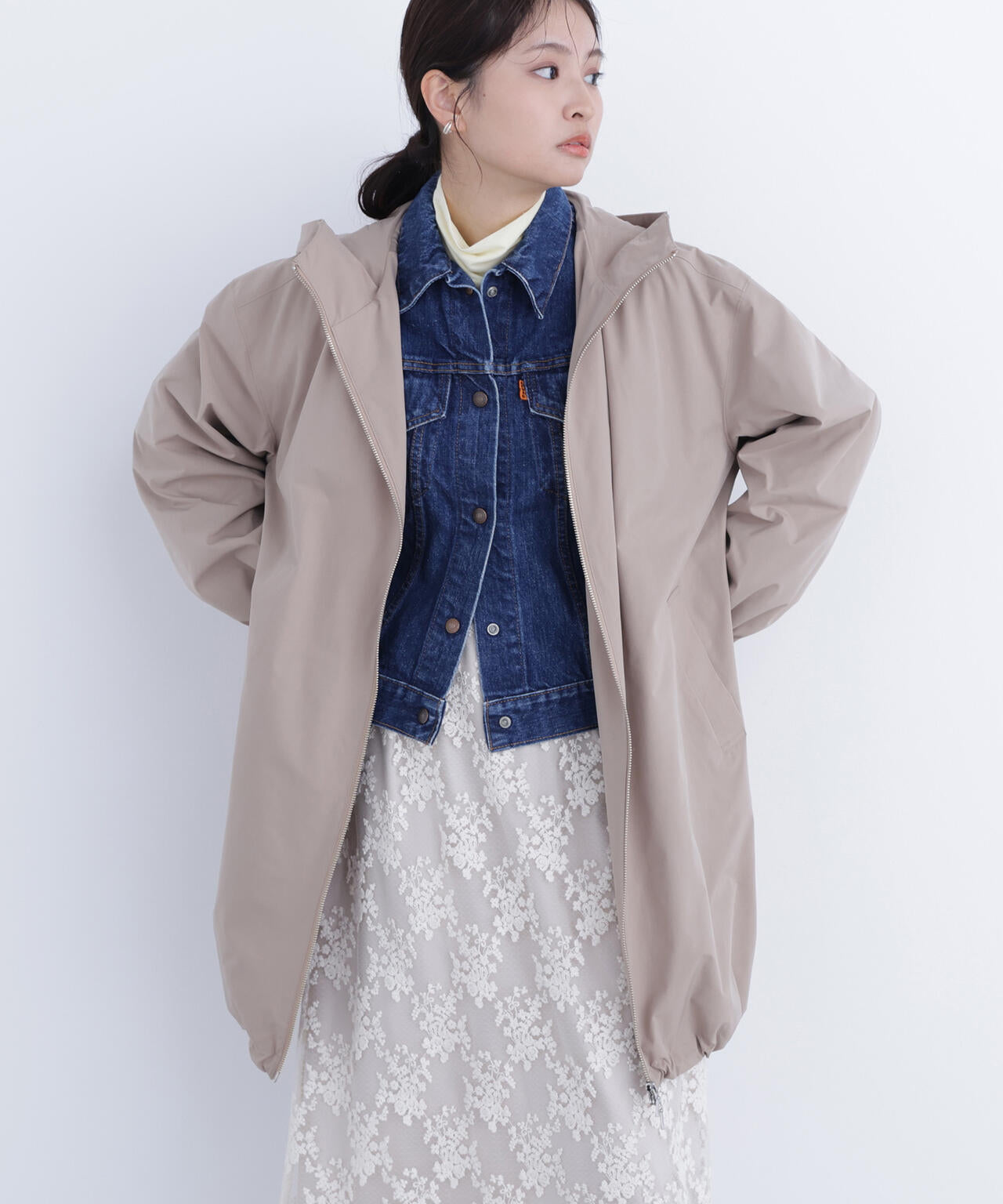 【美品】allureville ミドルフーディーブルゾン ベージュ allureville｜ミドルフーディーブルゾン | Rakuten Fashion(楽天